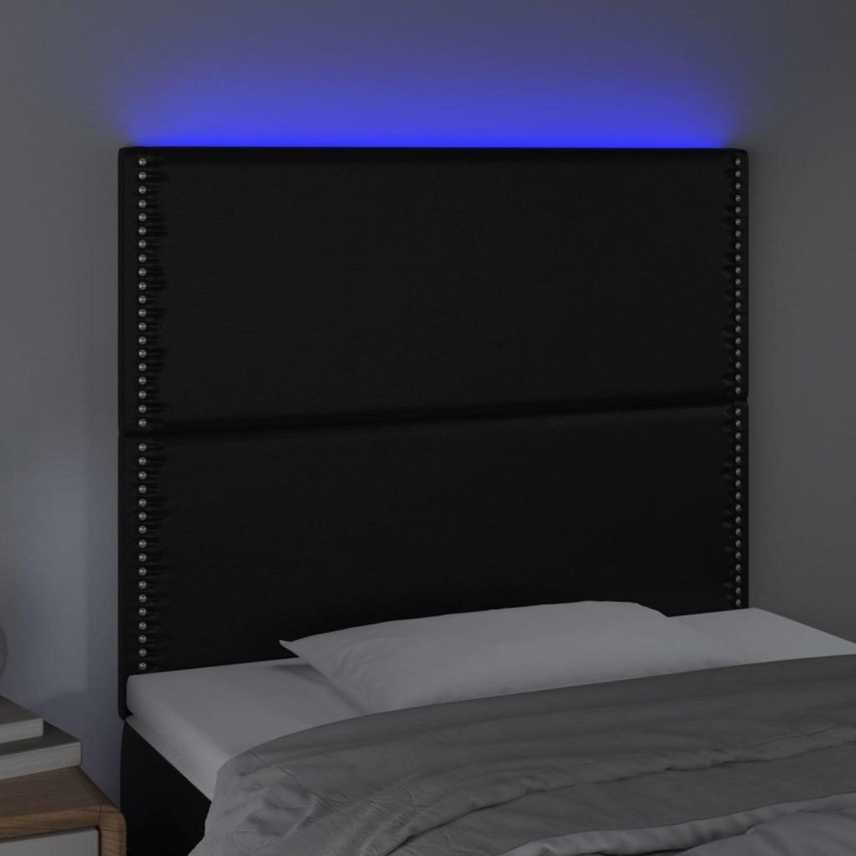 VIDAXL Tete de lit a LED Noir 90x5x118/128 cm Similicuir
