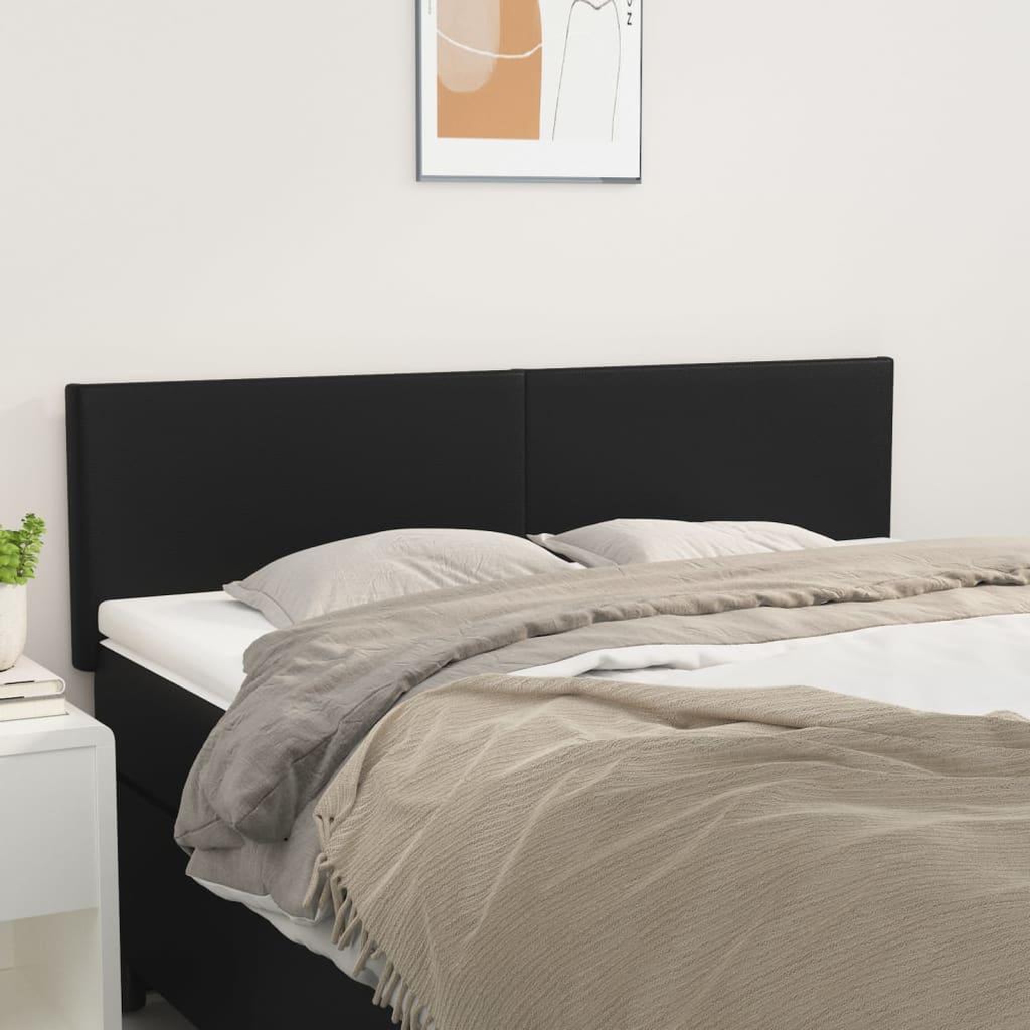 Voir la diapositive 1 : VIDAXL Tetes de lit 2 pcs Noir 72x5x78/88 cm Similicuir
