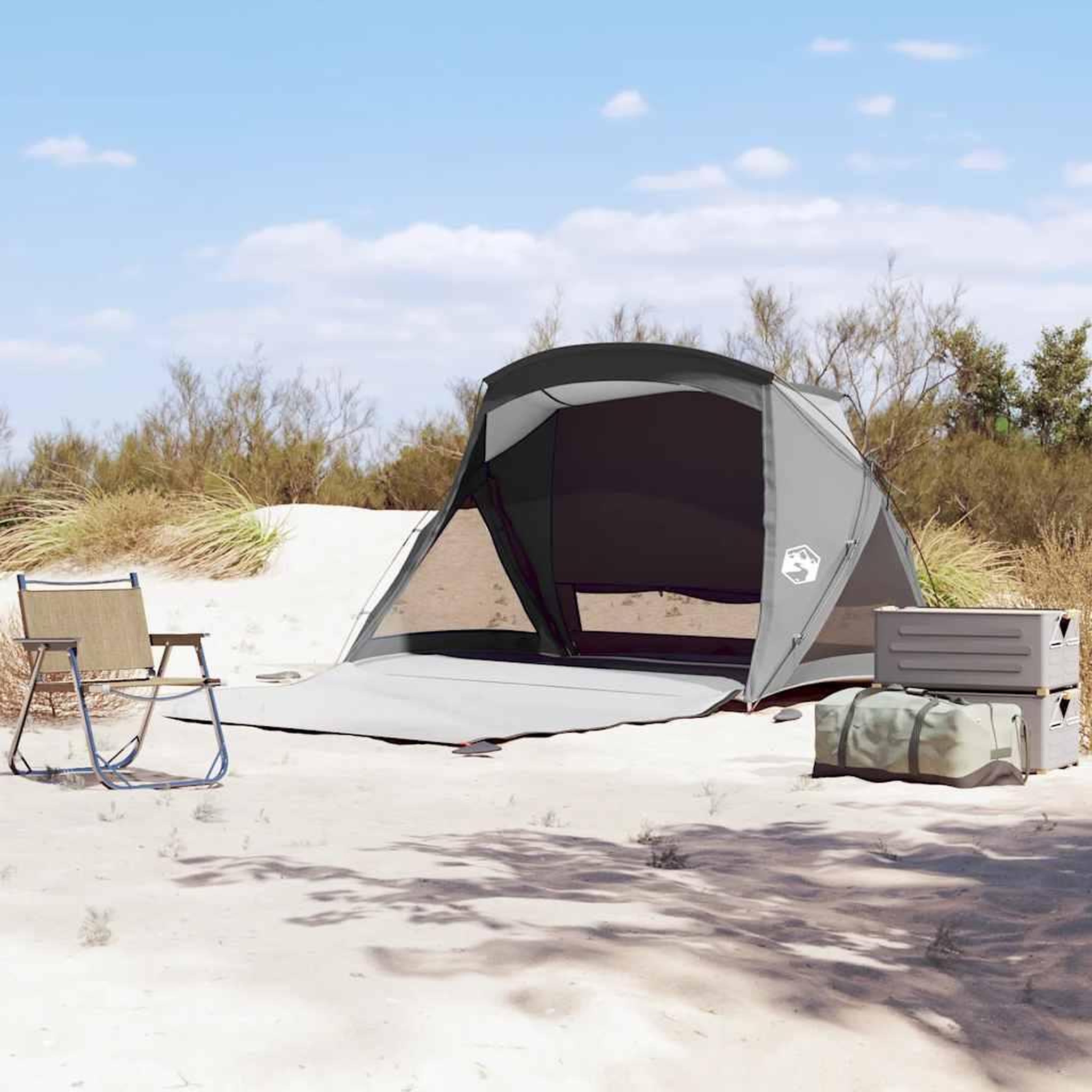VIDAXL Tente de plage 2 personnes gris impermeable