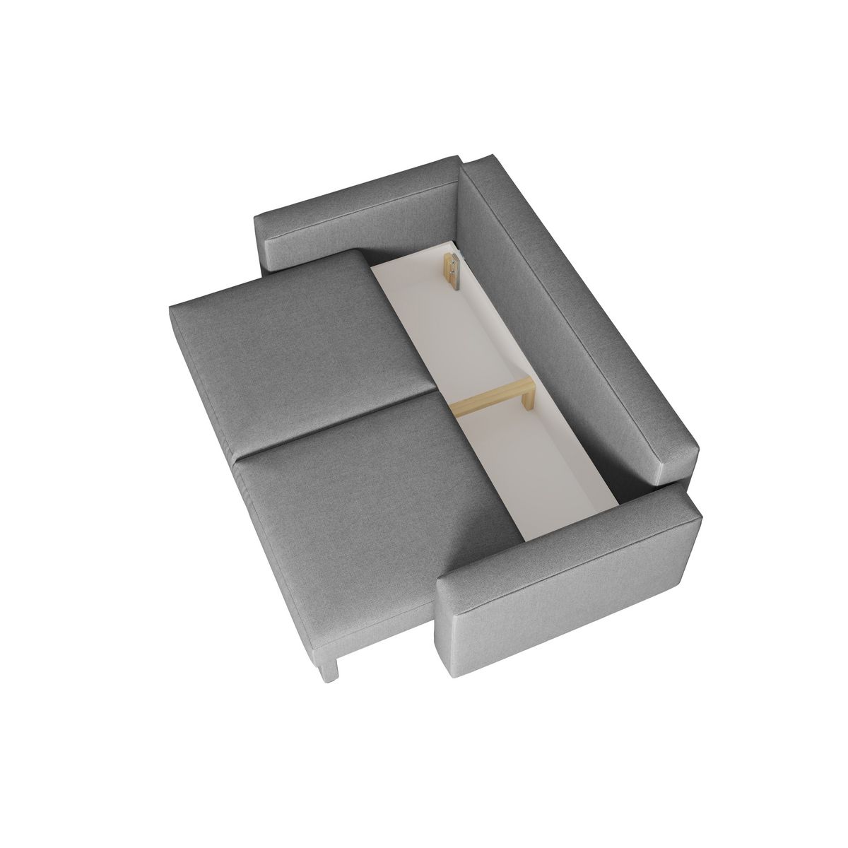 Canapé droit convertible 3 Places avec coffre OLIVIA tissu gris clair 