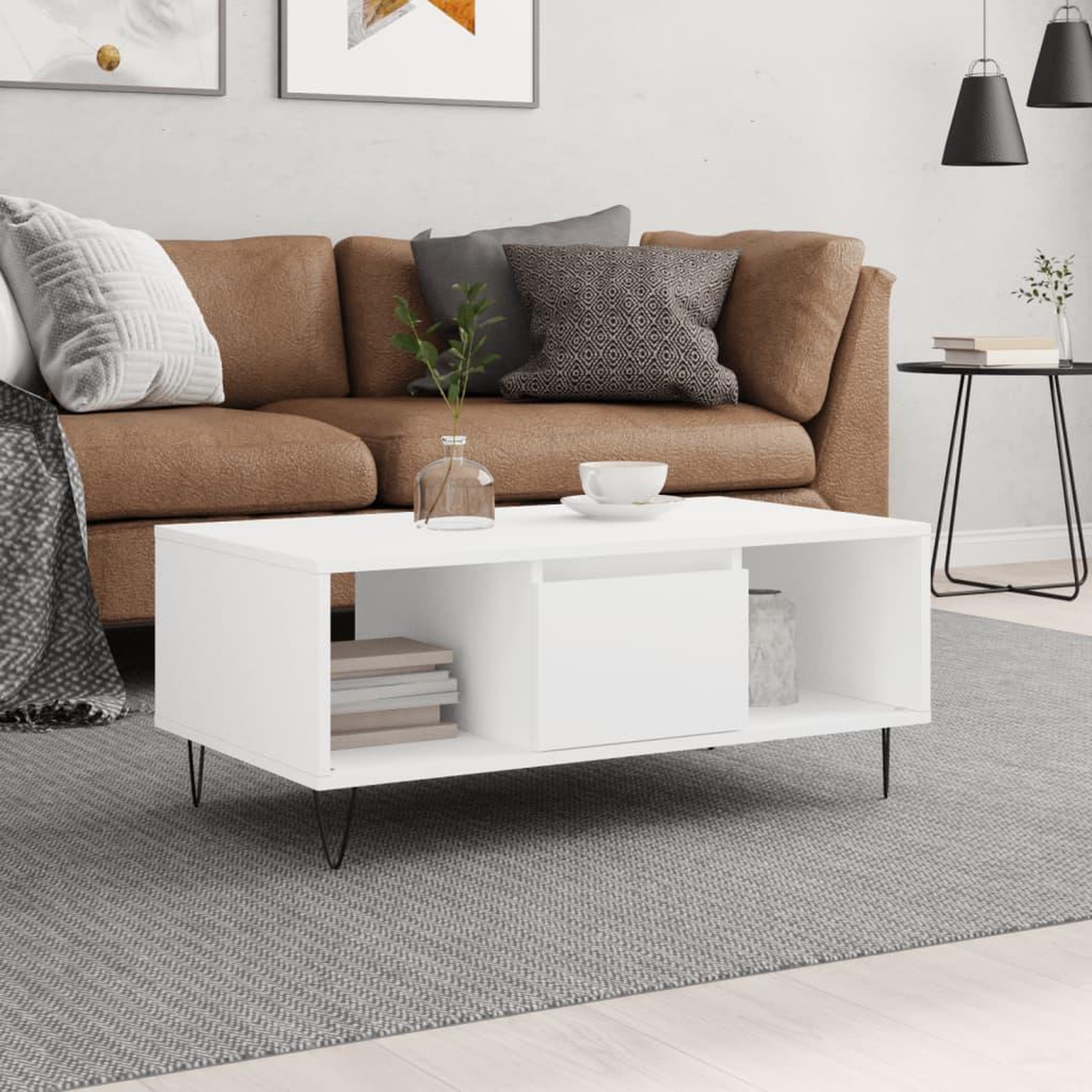 VIDAXL Table basse Blanc 90x50x36,5 cm Bois d'ingenierie