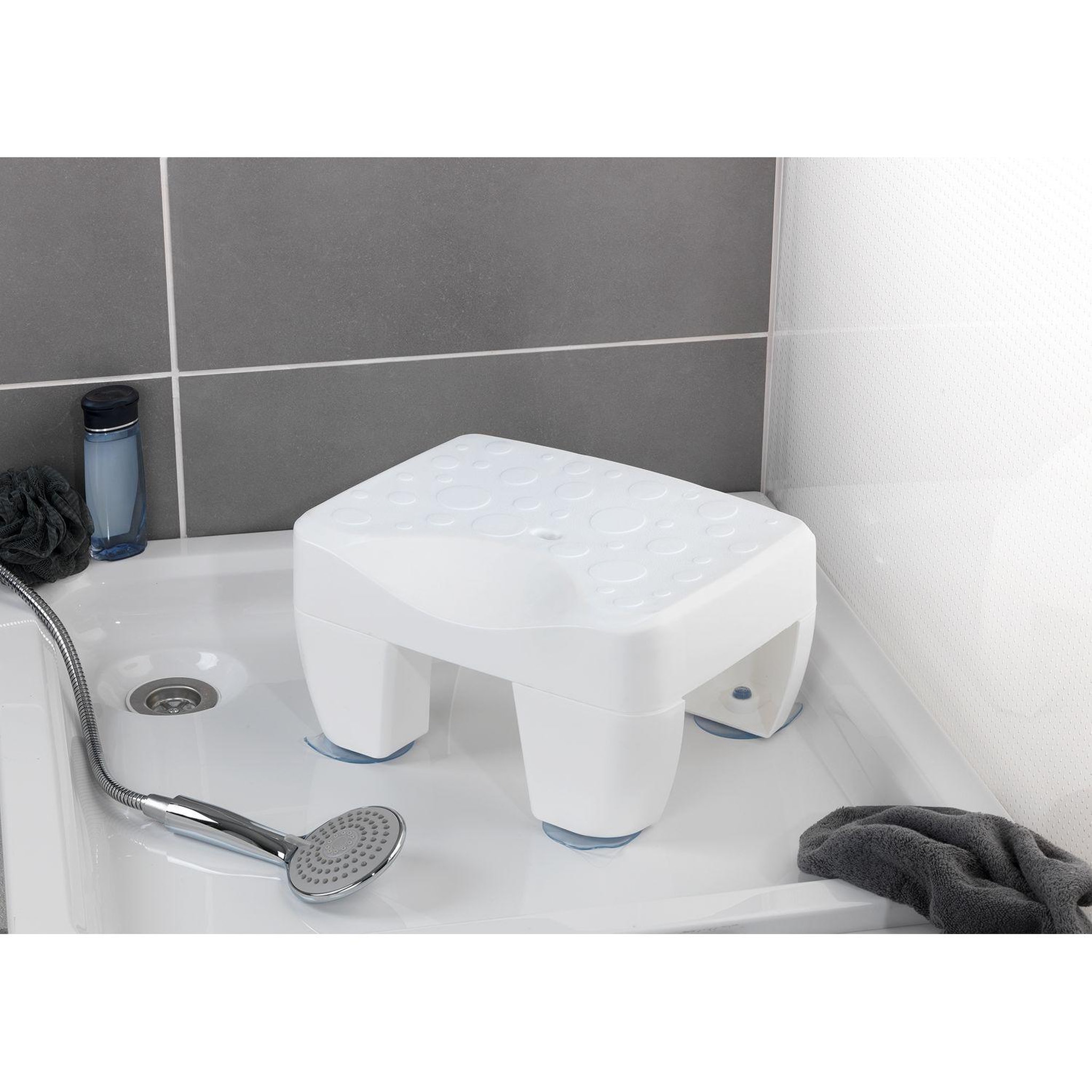 Voir la diapositive 3 : Wenko Tabouret pour baignoire secura - pieds antidérapants - blanc