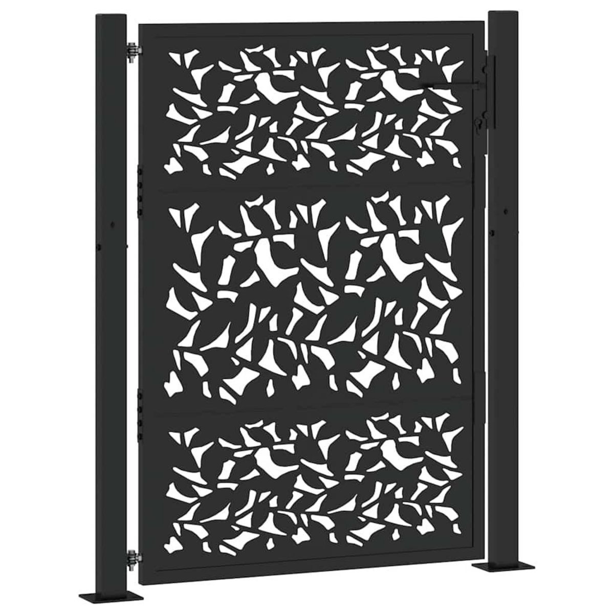 VIDAXL Portail de jardin noir 105x130 cm acier conception de feuilles