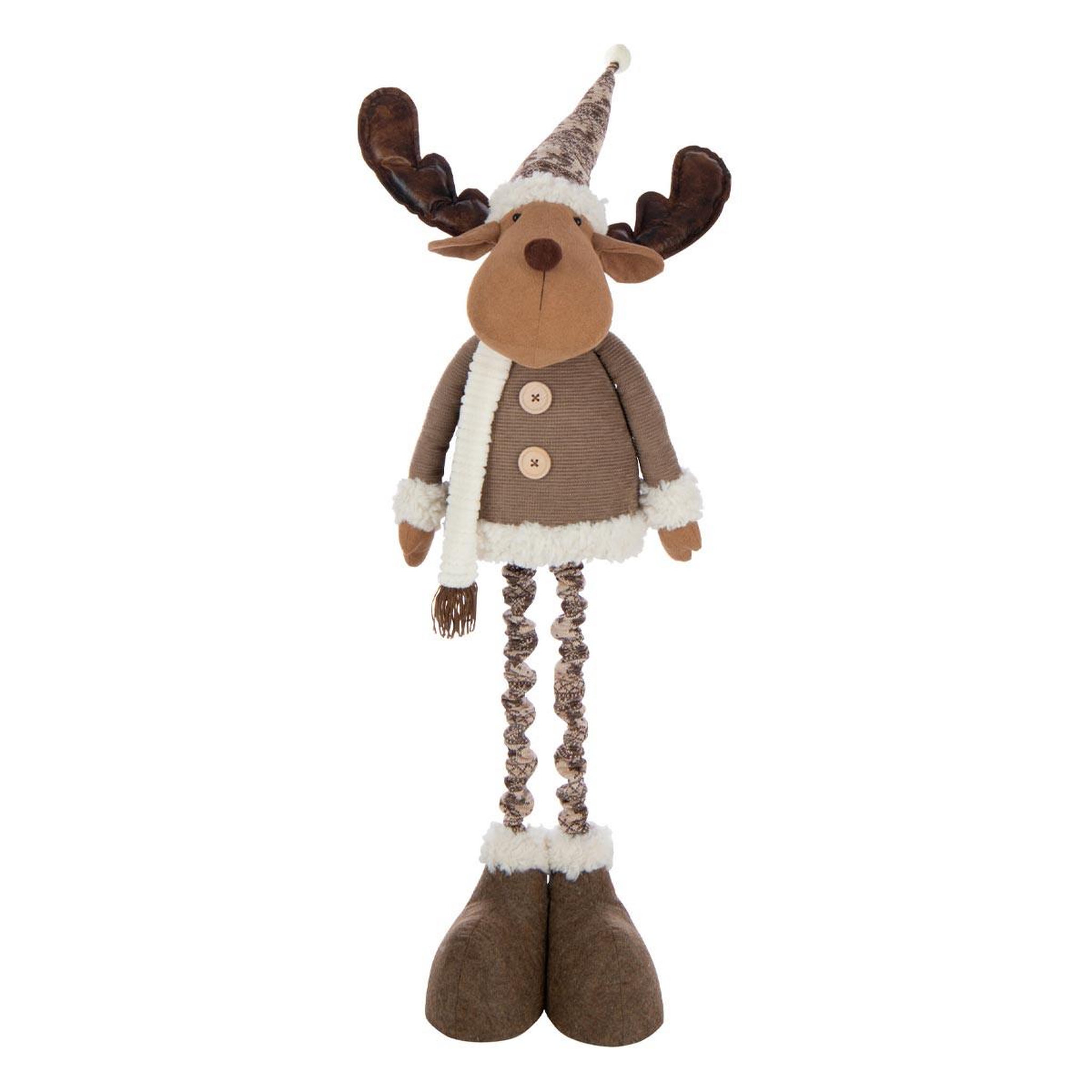 J-LINE Statue élan télescopique  habits d'hiver  180cm multicolore