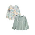 Petit Béguin Lot de 2 t-shirts enfant manches longues Holamuchacha. Coloris disponibles : Bleu