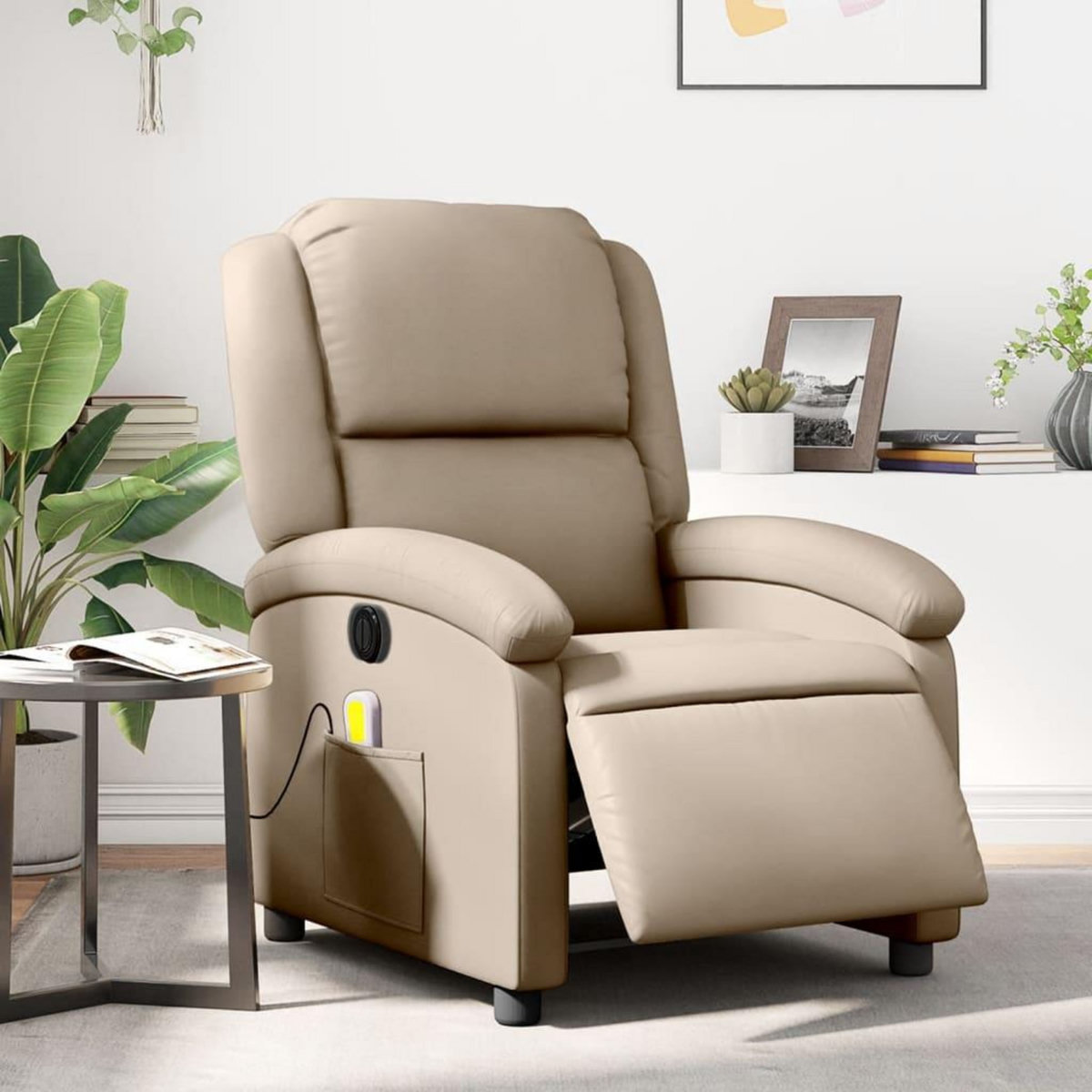 VIDAXL Fauteuil de massage inclinable electrique cappuccino similicuir