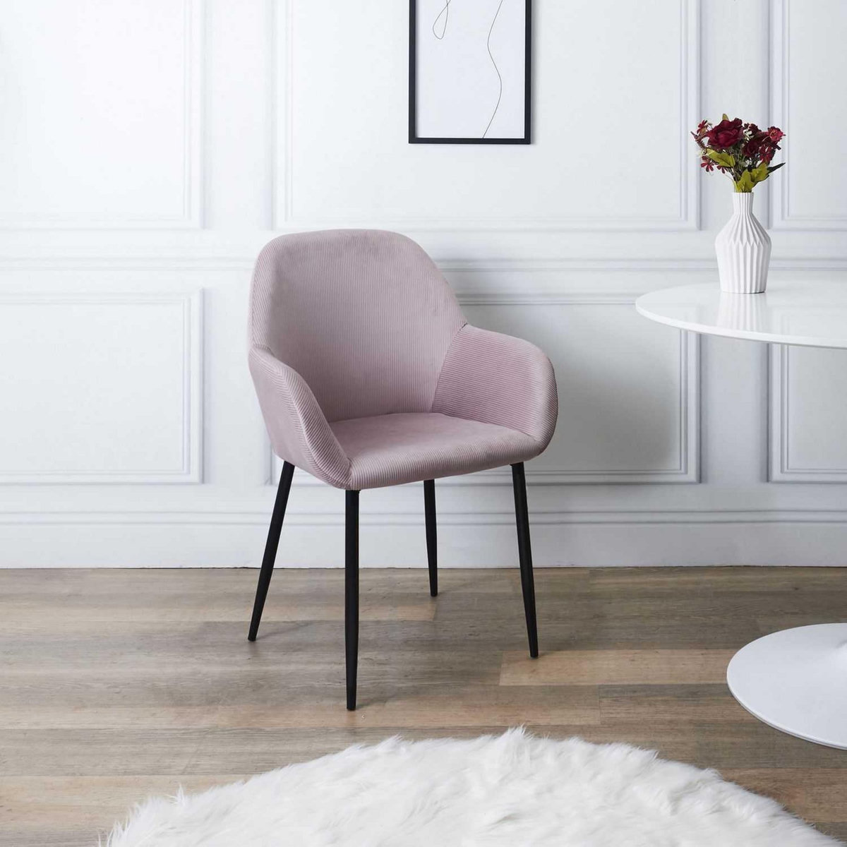 The Home Deco Factory 2 Fauteuils de table design velours Giulia