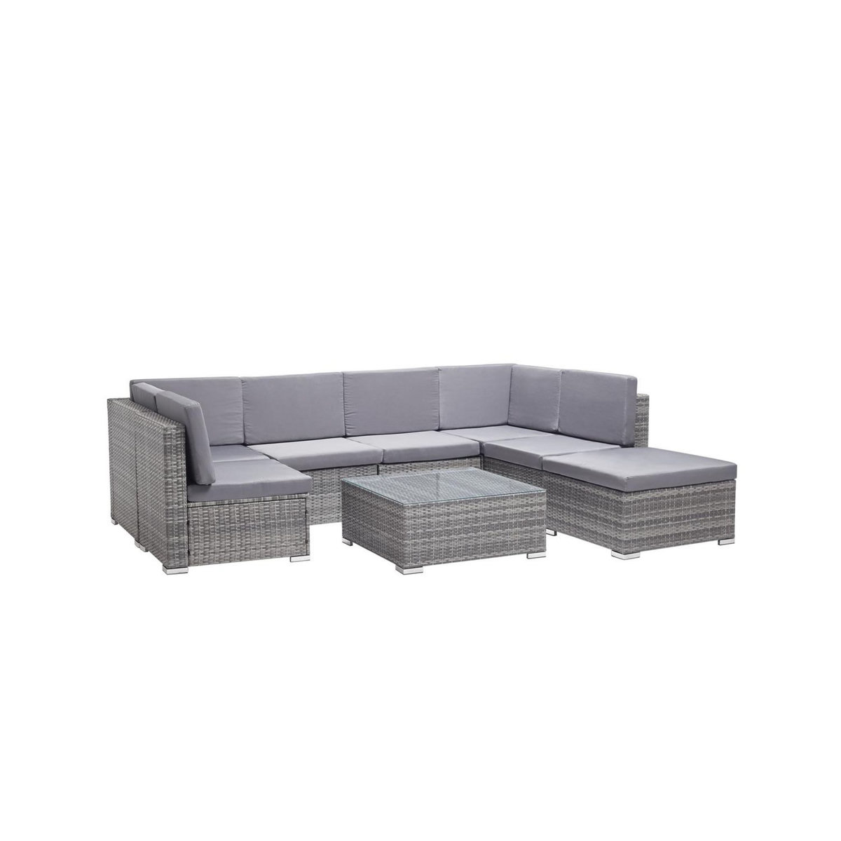 CONCEPT USINE Salon de jardin bas 8 places en résine & acier gris GUADALO