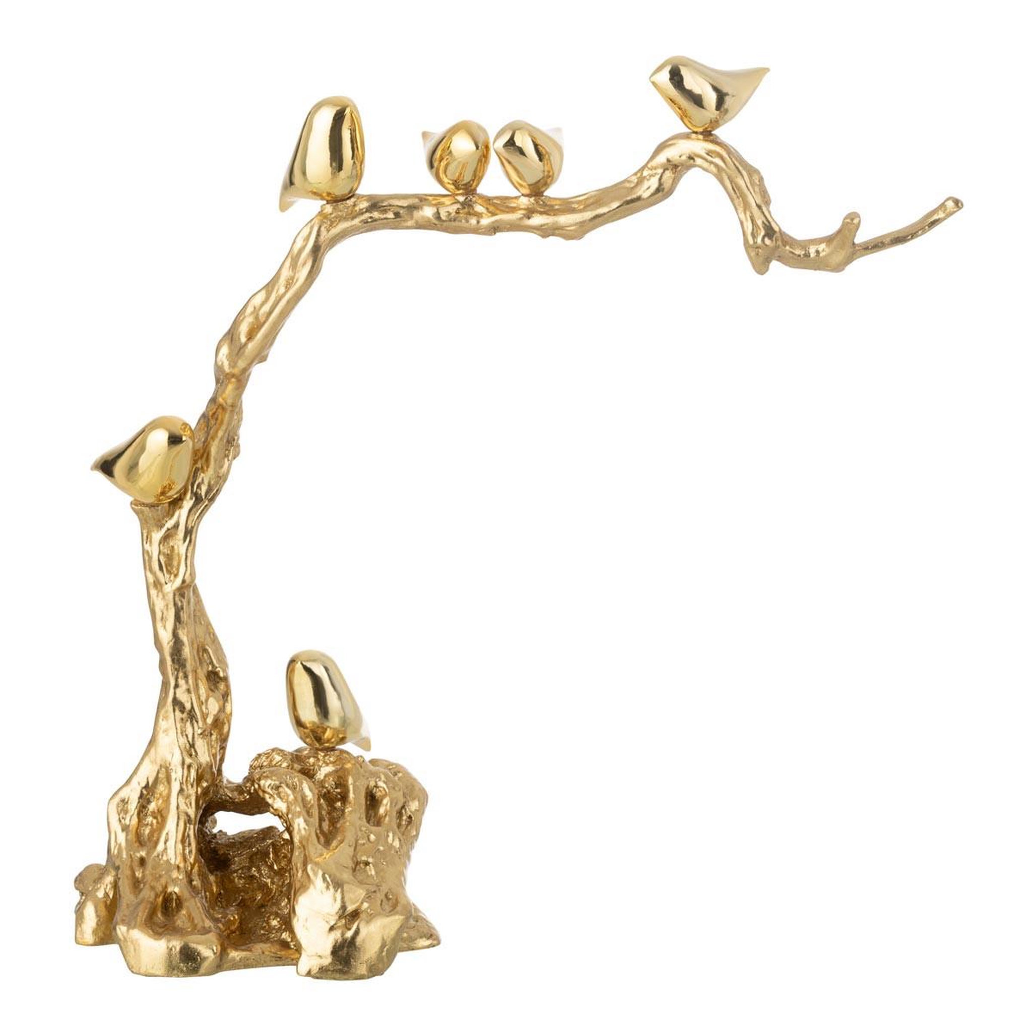 J-LINE Oiseaux sur branche en résine  maribel  62cm doré
