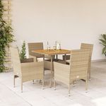 VIDAXL Ensemble a manger de jardin et coussins 5pcs beige rotin acacia
