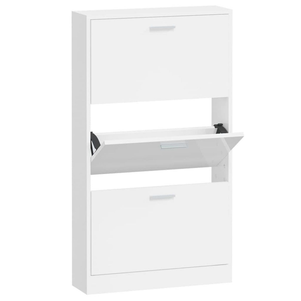 VIDAXL Armoire a chaussure Blanc brillant 59x17x108 cm Bois ingenierie