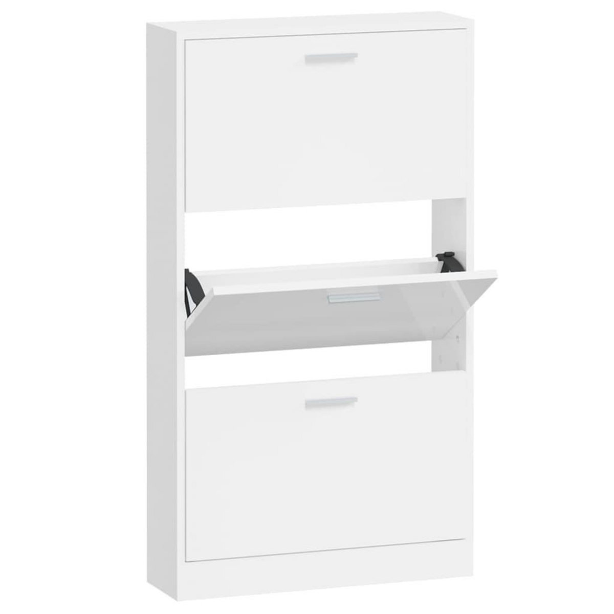 VIDAXL Armoire a chaussure Blanc brillant 59x17x108 cm Bois ingenierie