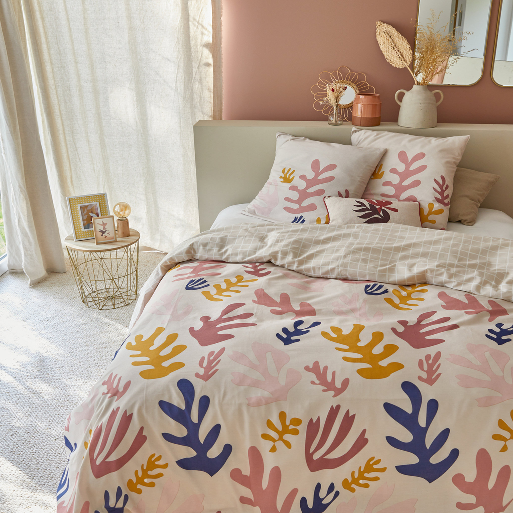Parure housse de couette fantaisie en coton 57 fils YOLENE