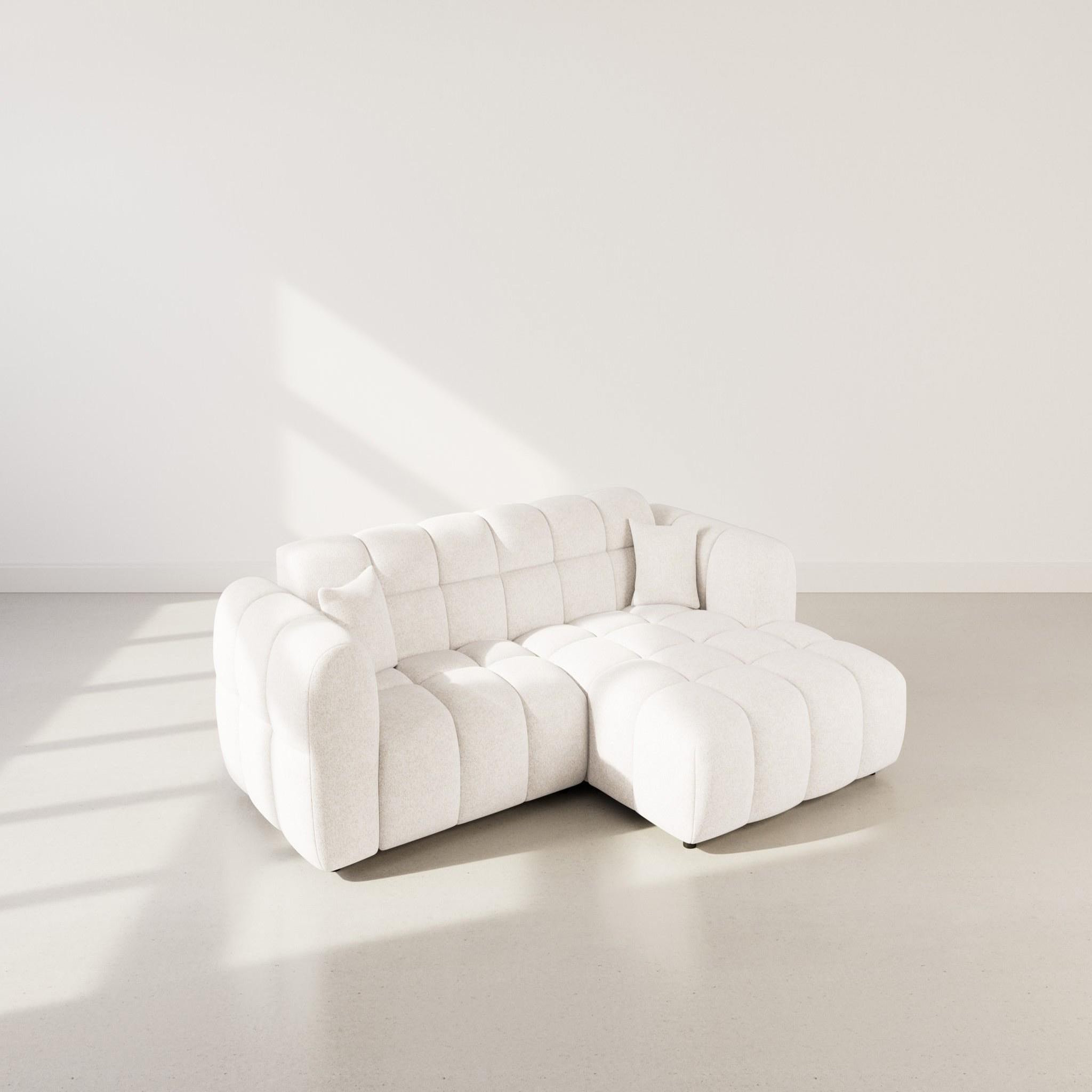 Voir la diapositive 3 : BEST MOBILIER Mini ray - canapé d'angle droit 4 places en tissu texturé