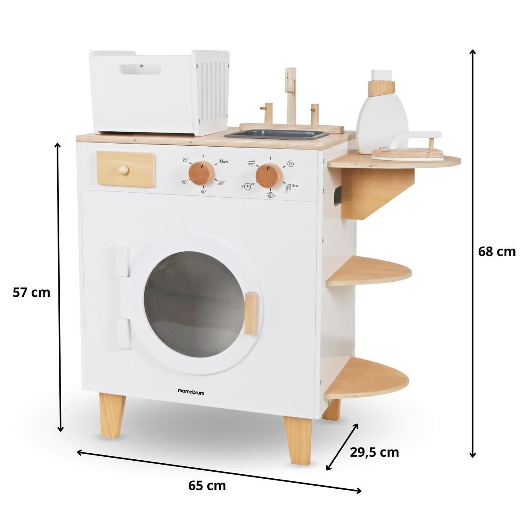 Voir la diapositive 3 : MAMABRUM Machine a Laver Bois Enfant Mamabrum Jouet d'imitation 65x29x68 cm 3 Ans