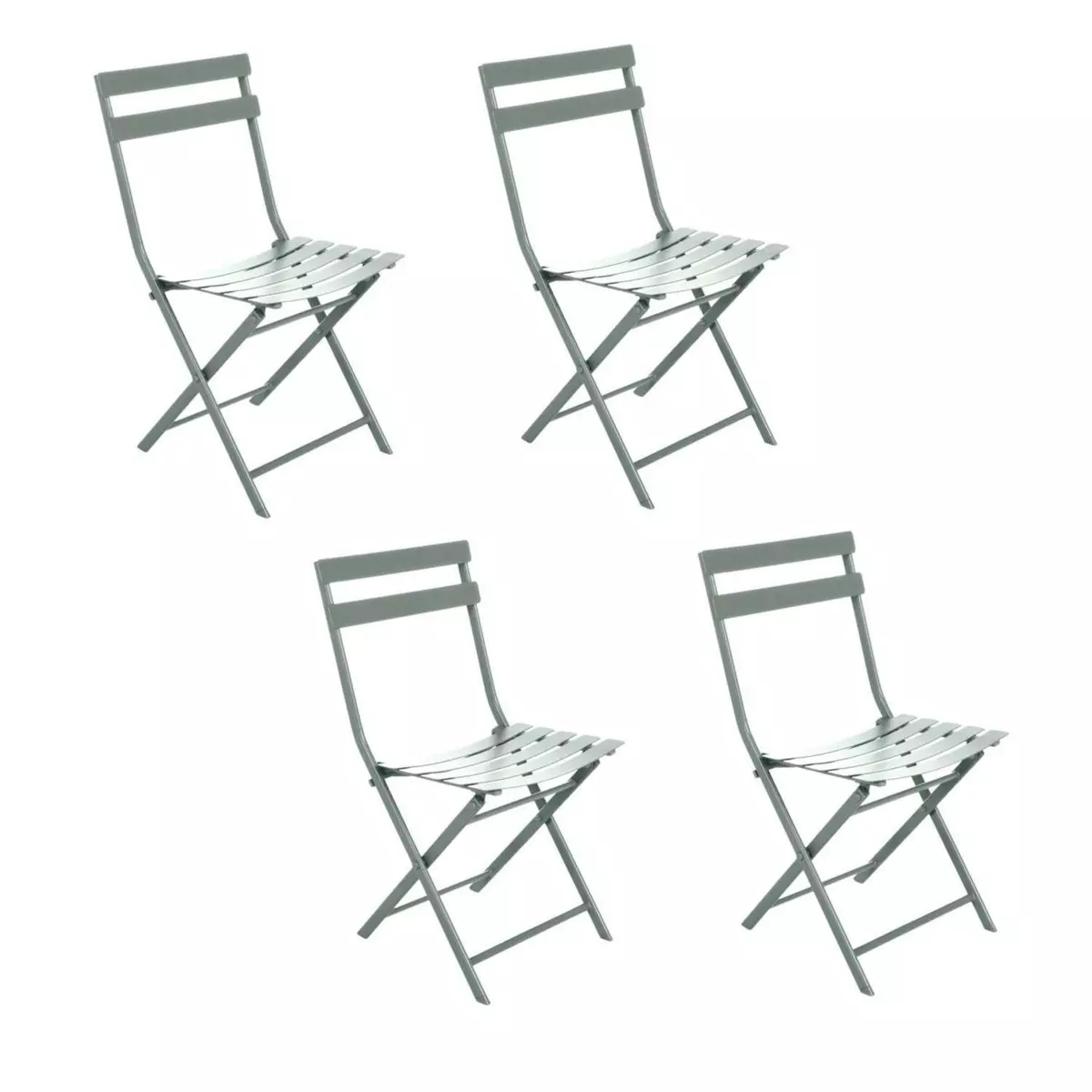 HESPERIDE Lot de 4 chaises de jardin pliables en métal Greensboro - Olive