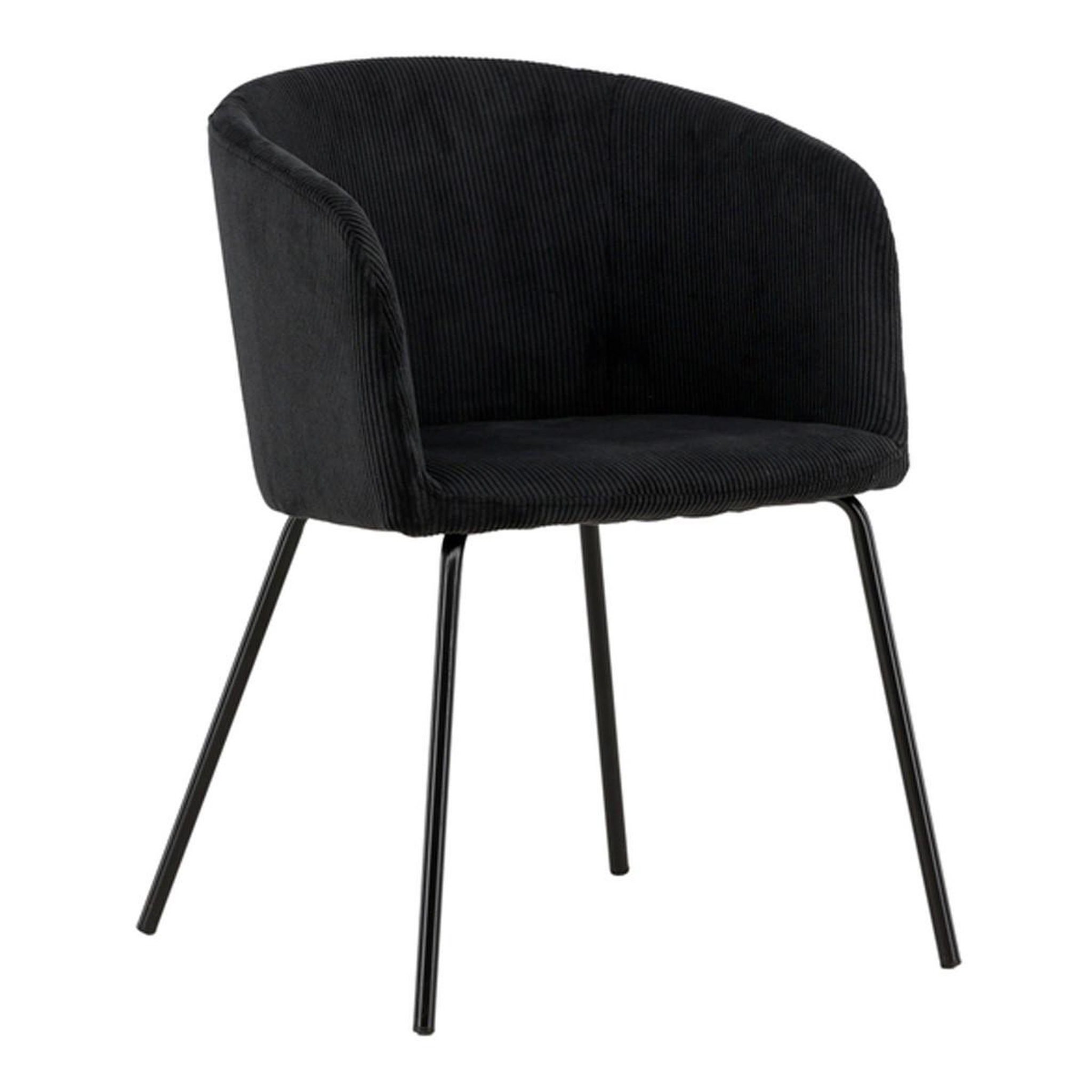 Paris Prix Chaise en velours côtelé  berit  78cm noir
