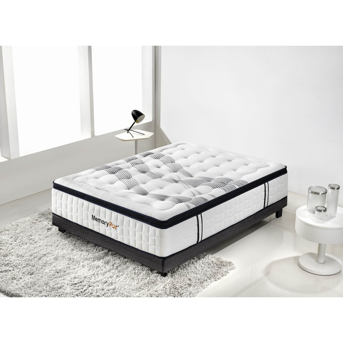 MemoryPur Ensemble matelas ressorts ensachés + sommier en kit 140x190 cm DIAMANT