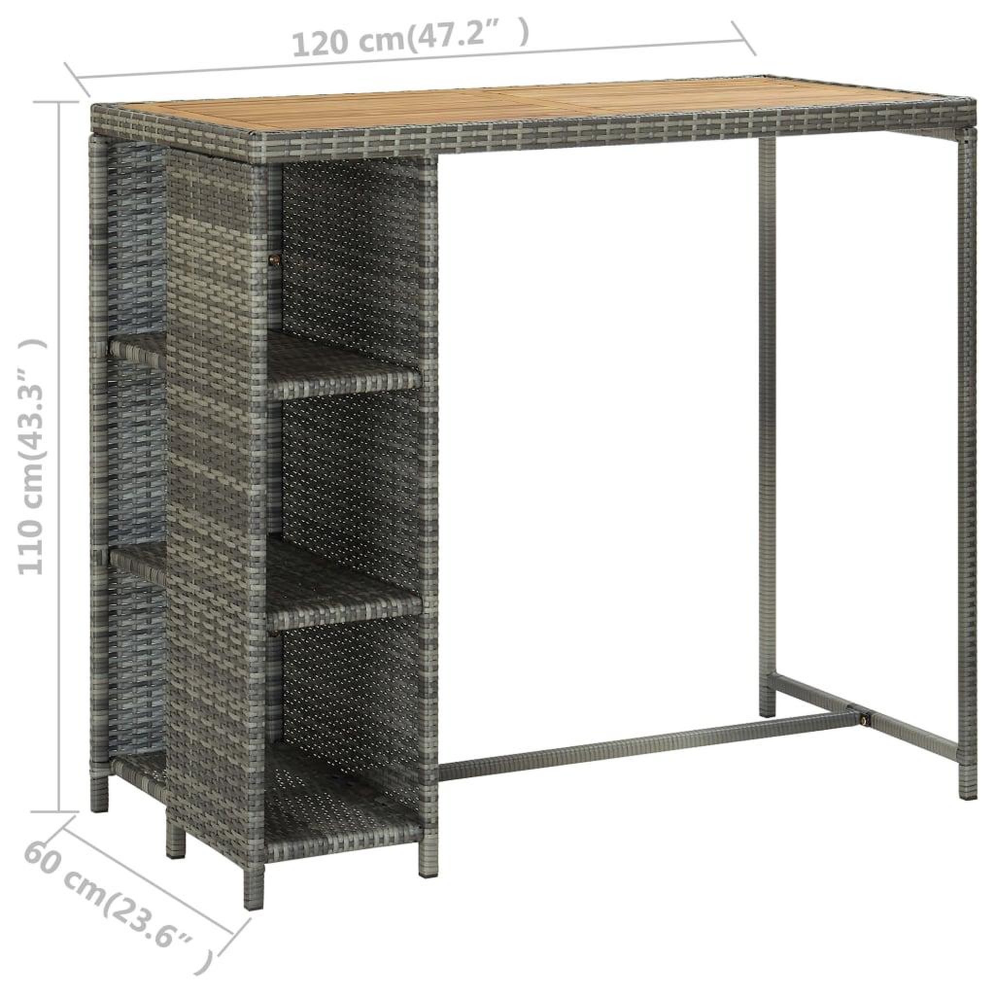 Voir la diapositive 6 : VIDAXL Ensemble de bar de jardin 5 pcs et coussins resine tressee gris