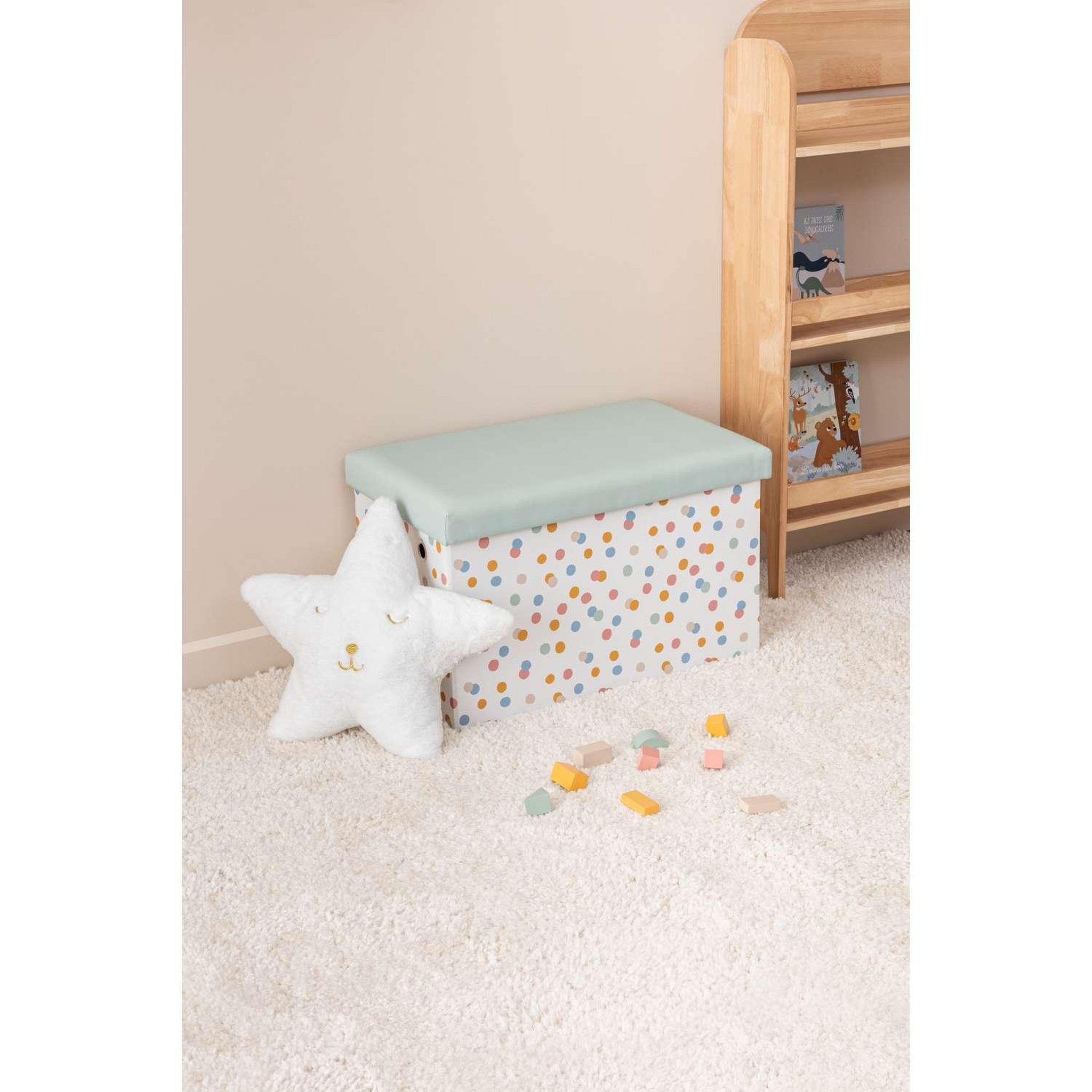 Voir la diapositive 6 : ATMOSPHERA Pouf de rangement pliant POIS - Bleu