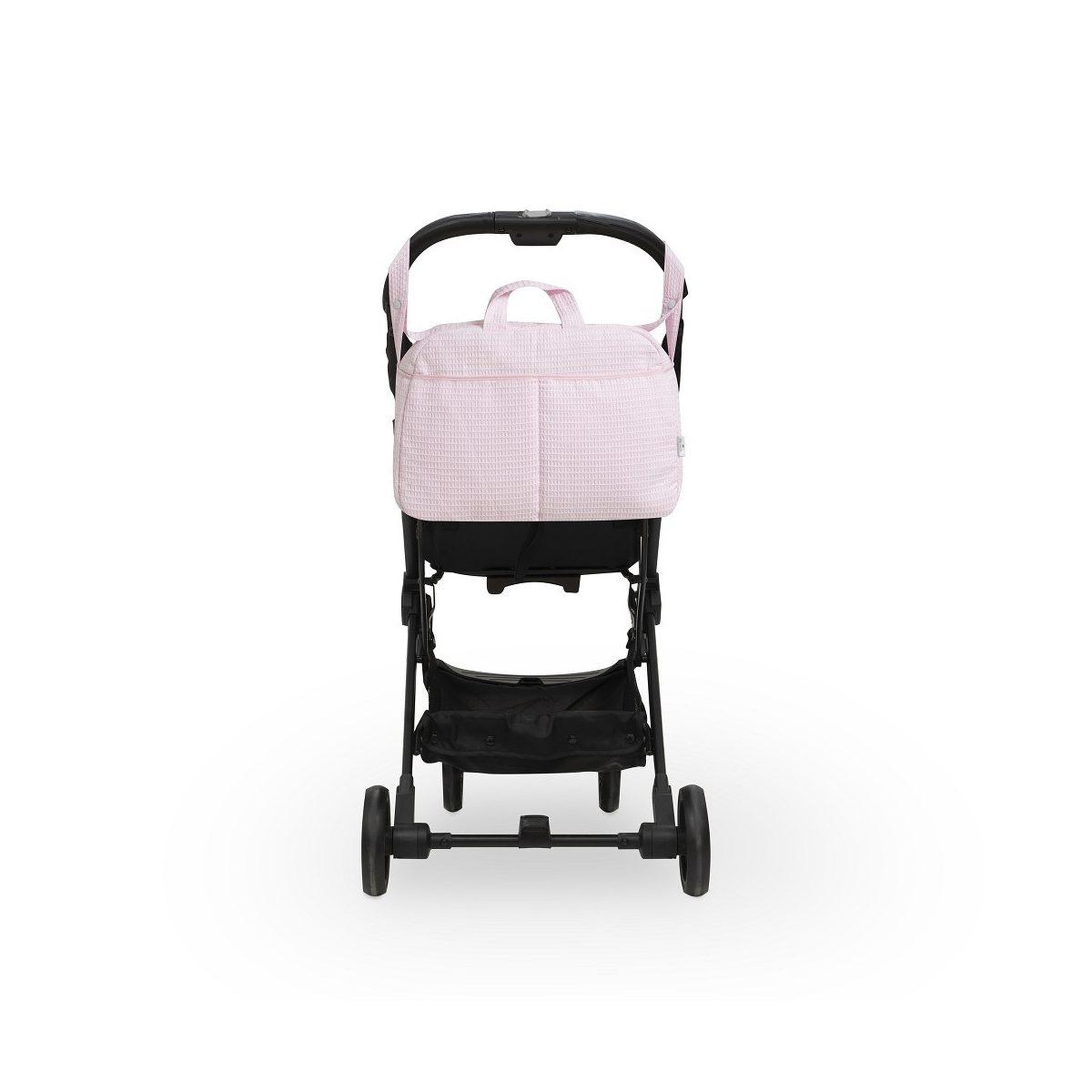 Voir la diapositive 3 : INTERBABY Sac à langer  - coton nid d'abeille - rose - trousse et matelas à langer