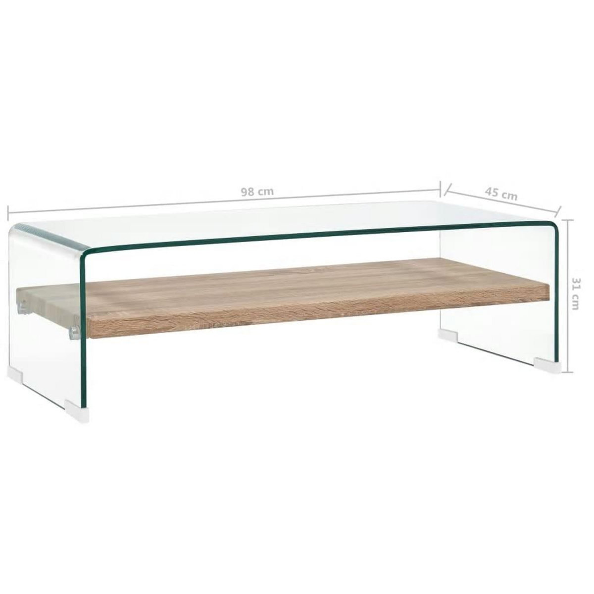 VIDAXL Table basse Clair 98x45x31 cm Verre trempe