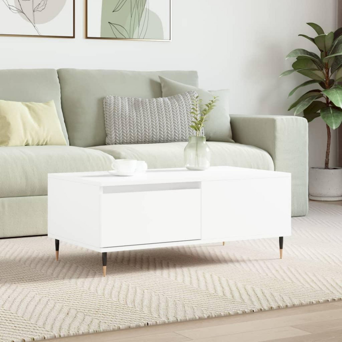 VIDAXL Table basse Blanc 90x50x36,5 cm Bois d'ingenierie