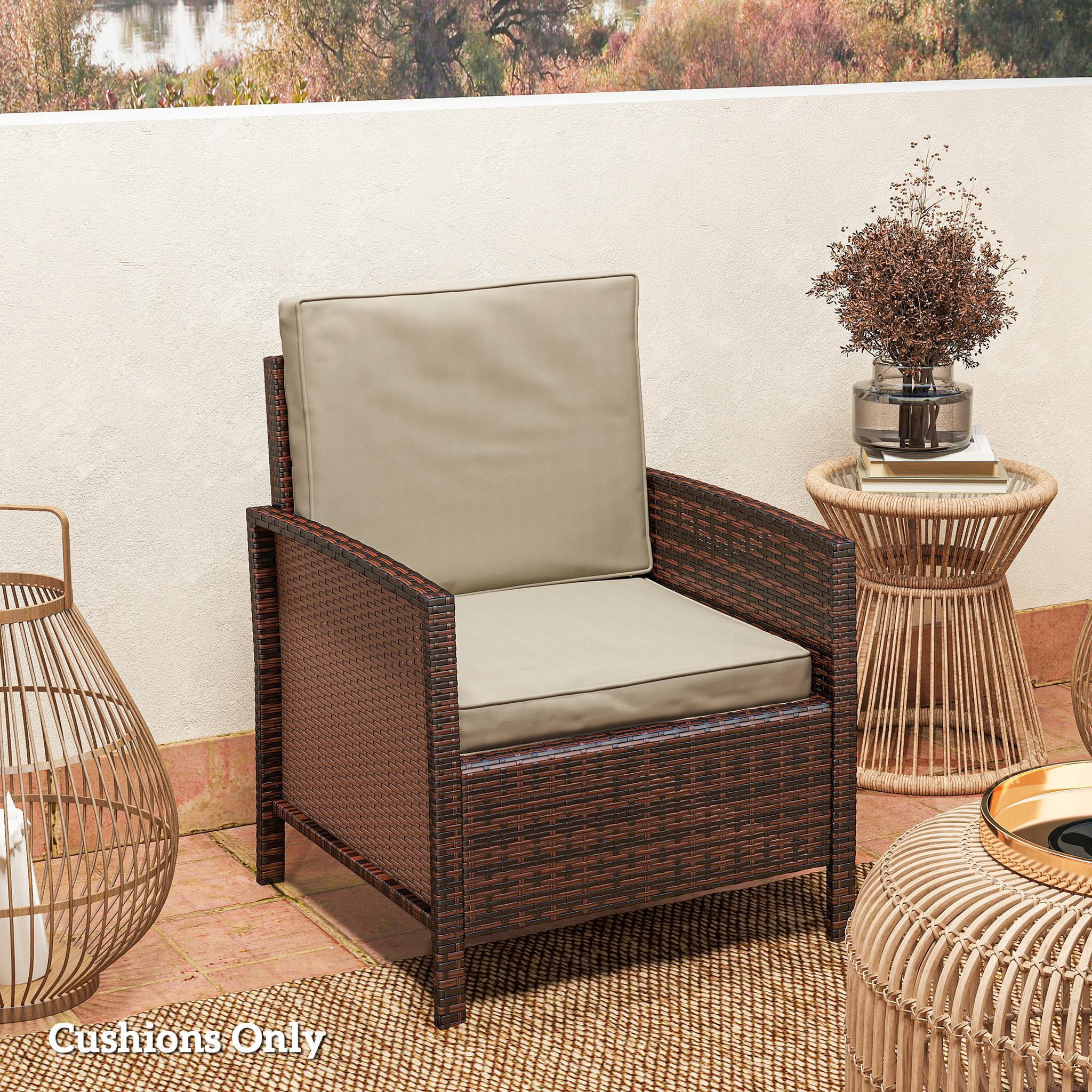 Voir la diapositive 2 : OUTSUNNY Coussins de fauteuil de jardin zippés déhoussables - galettes de chaise de jardin - épais rembourrage 7 cm - polyester haute densité kaki