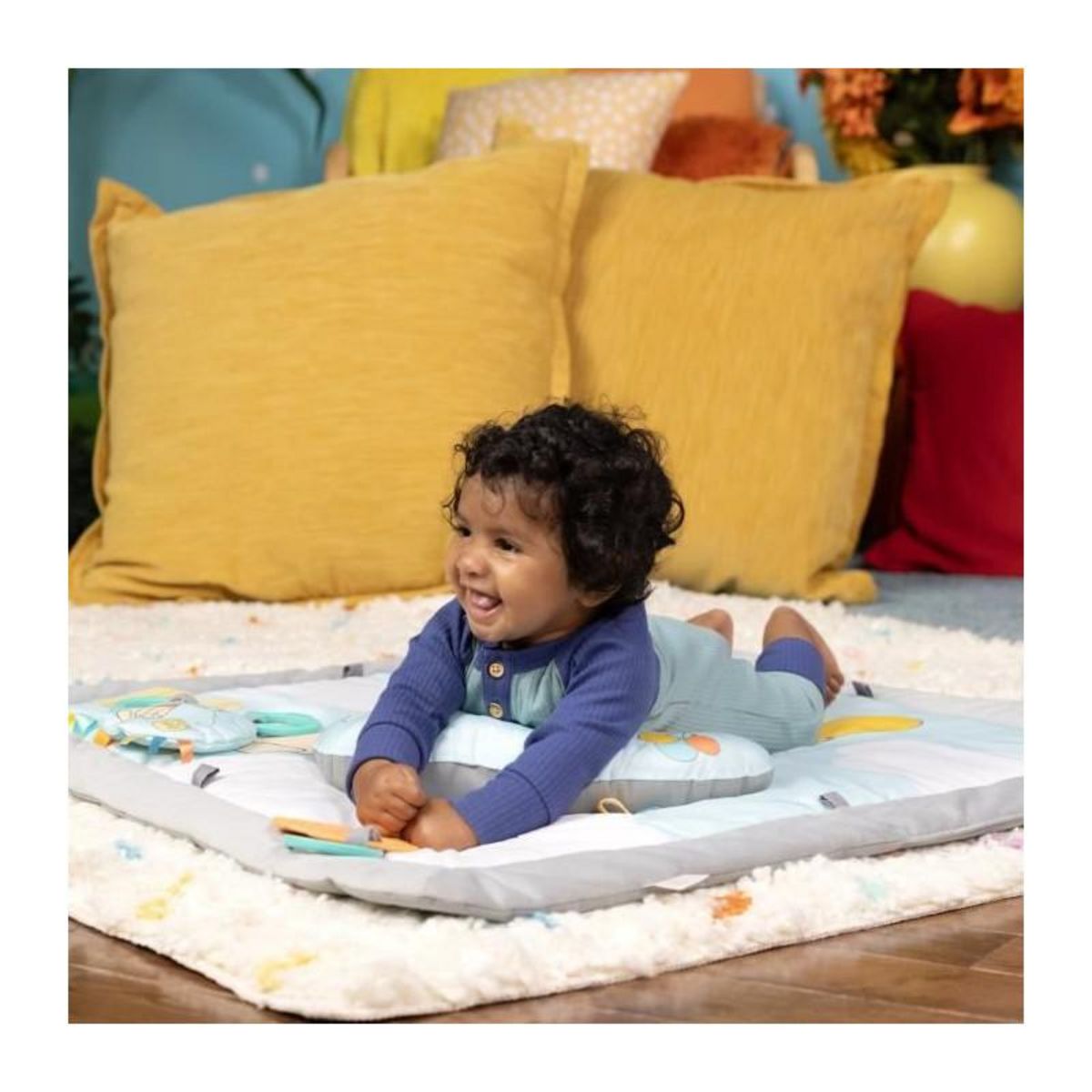 Bright Starts Tapis d'éveil Disney, WINNIE THE POOH - BRIGHT STARTS - Once Upon a Tummy Time - Arc d'activités en bois - Bleu - Nouveau-nés