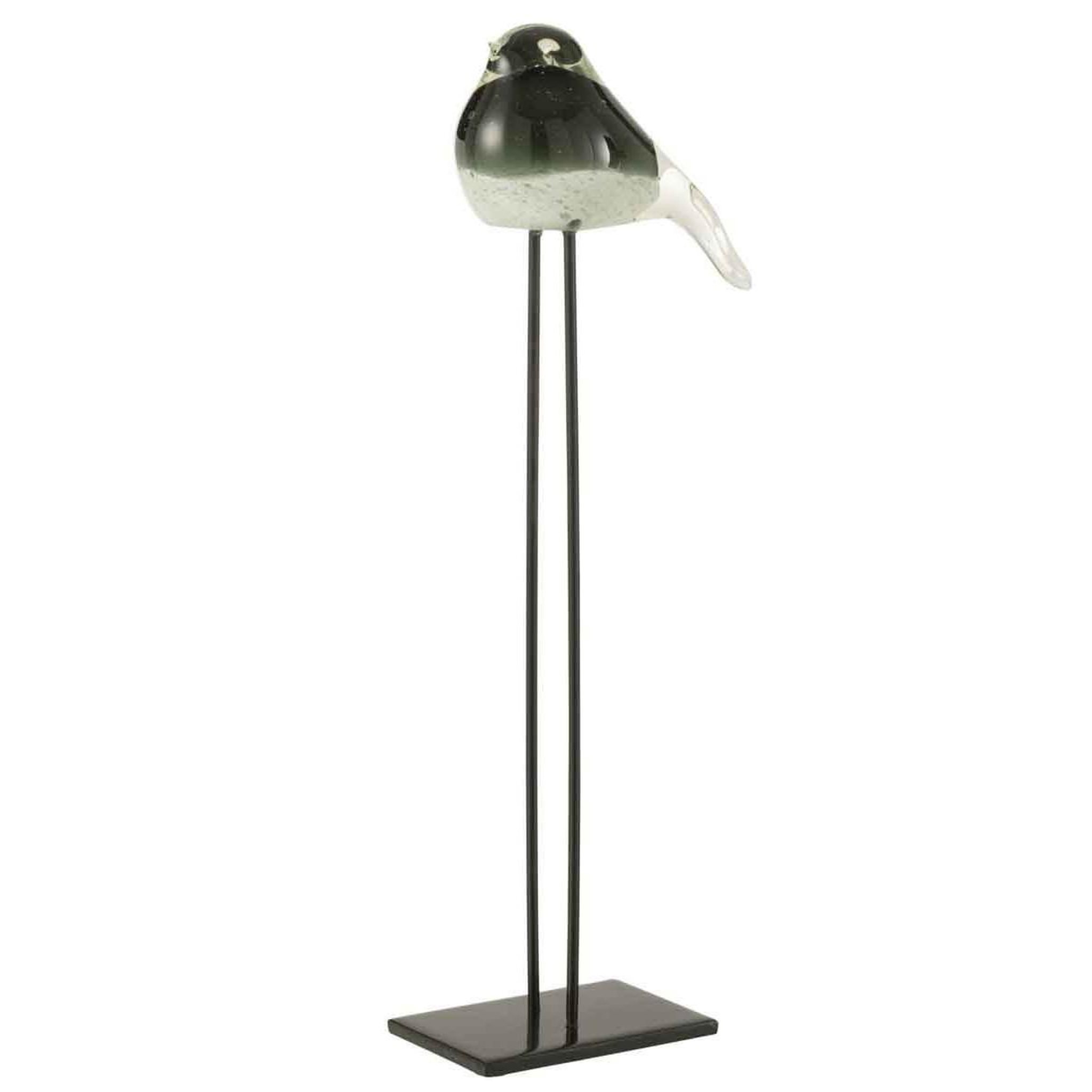 J-LINE Statuette sur pied  oiseau  44cm vert & blanc
