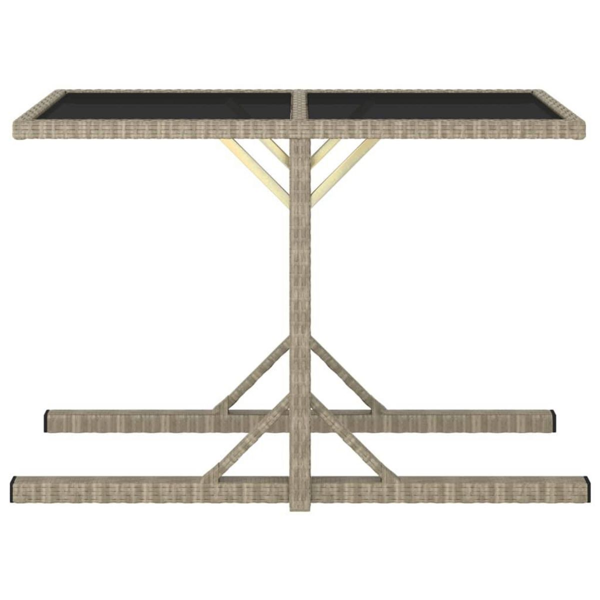 VIDAXL Table de jardin Beige 110x53x72 cm Verre et resine tressee
