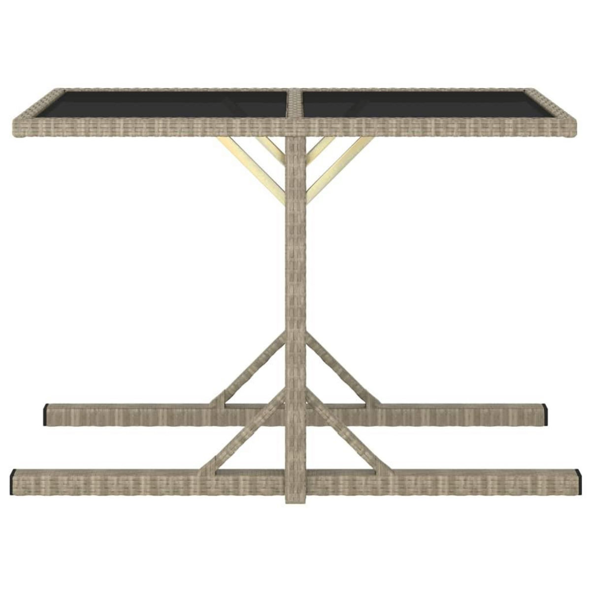 VIDAXL Table de jardin Beige 110x53x72 cm Verre et resine tressee
