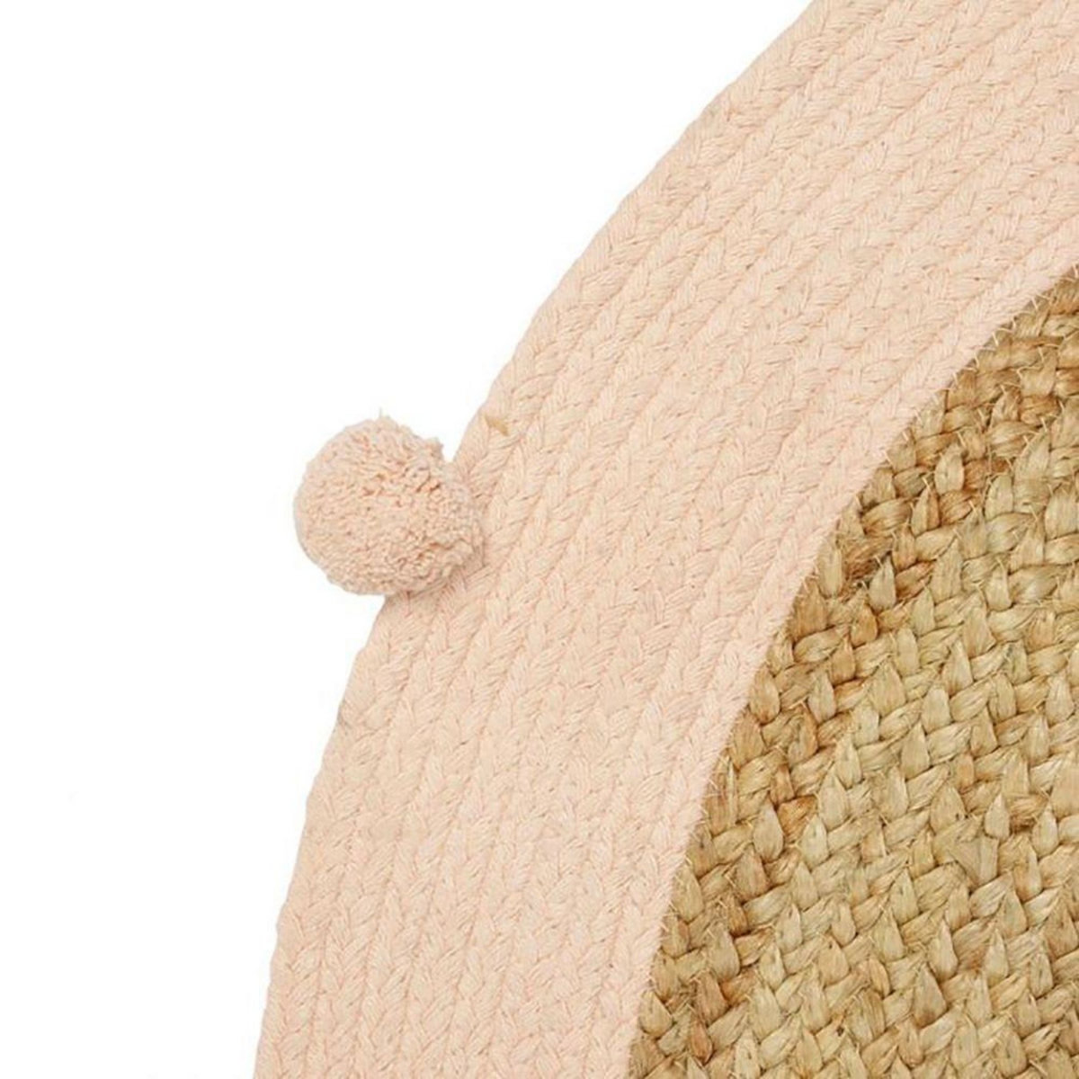 OSTARIA Tapis rond jute pompons rose D100