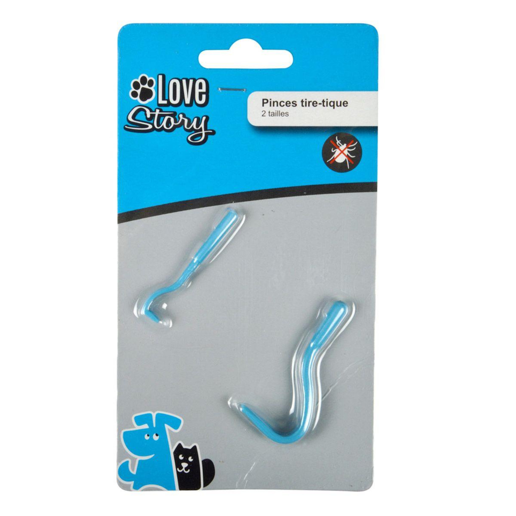 Voir la diapositive 2 : HOMEA Lot de 2 tire-tiques  chien & chat  bleu