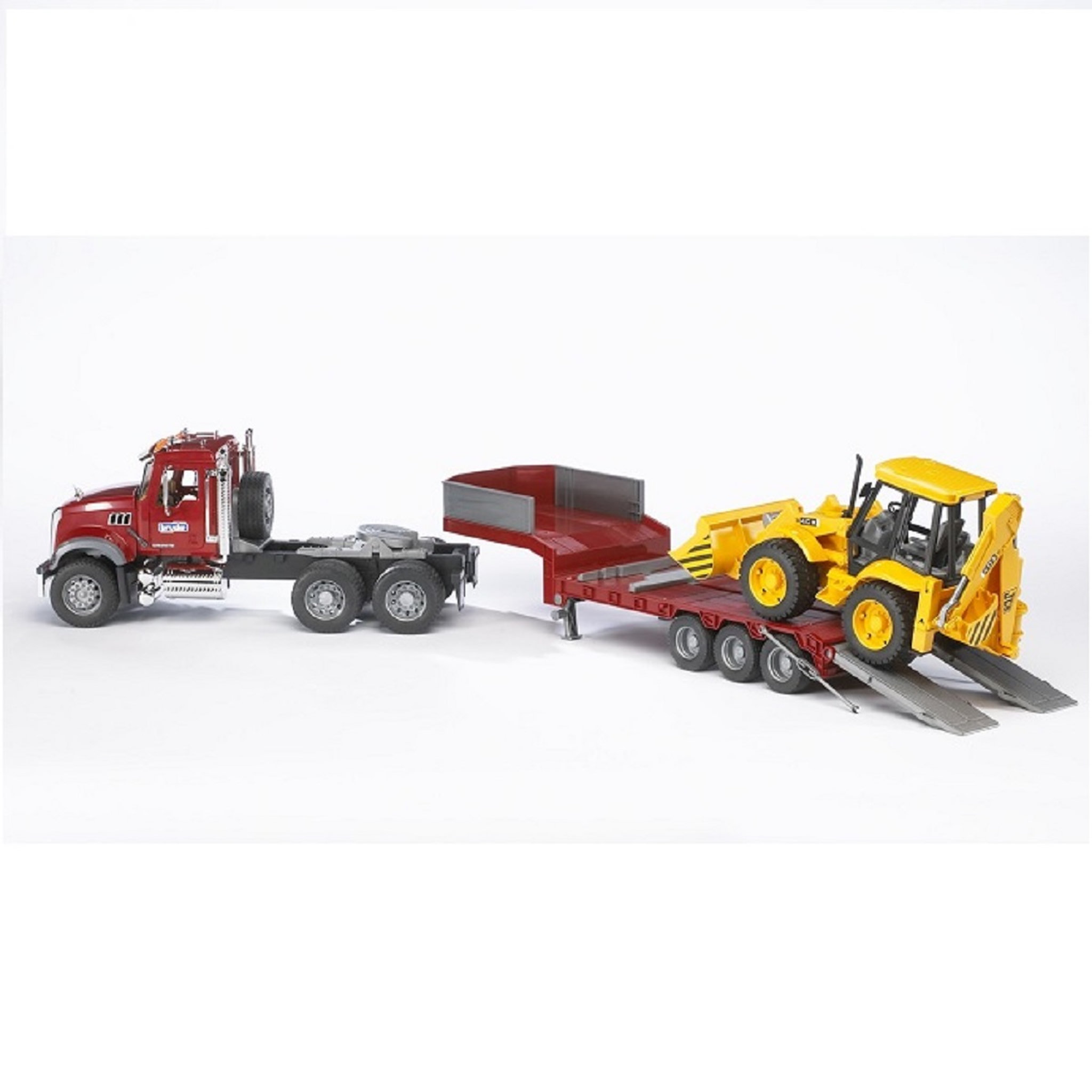 Voir la diapositive 2 : BRUDER Camion de Transport Mack + Tractopelle 