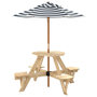 Voir la diapositive 5 : VIDAXL Table de pique-nique pour 4 enfants avec parasol rond sapin
