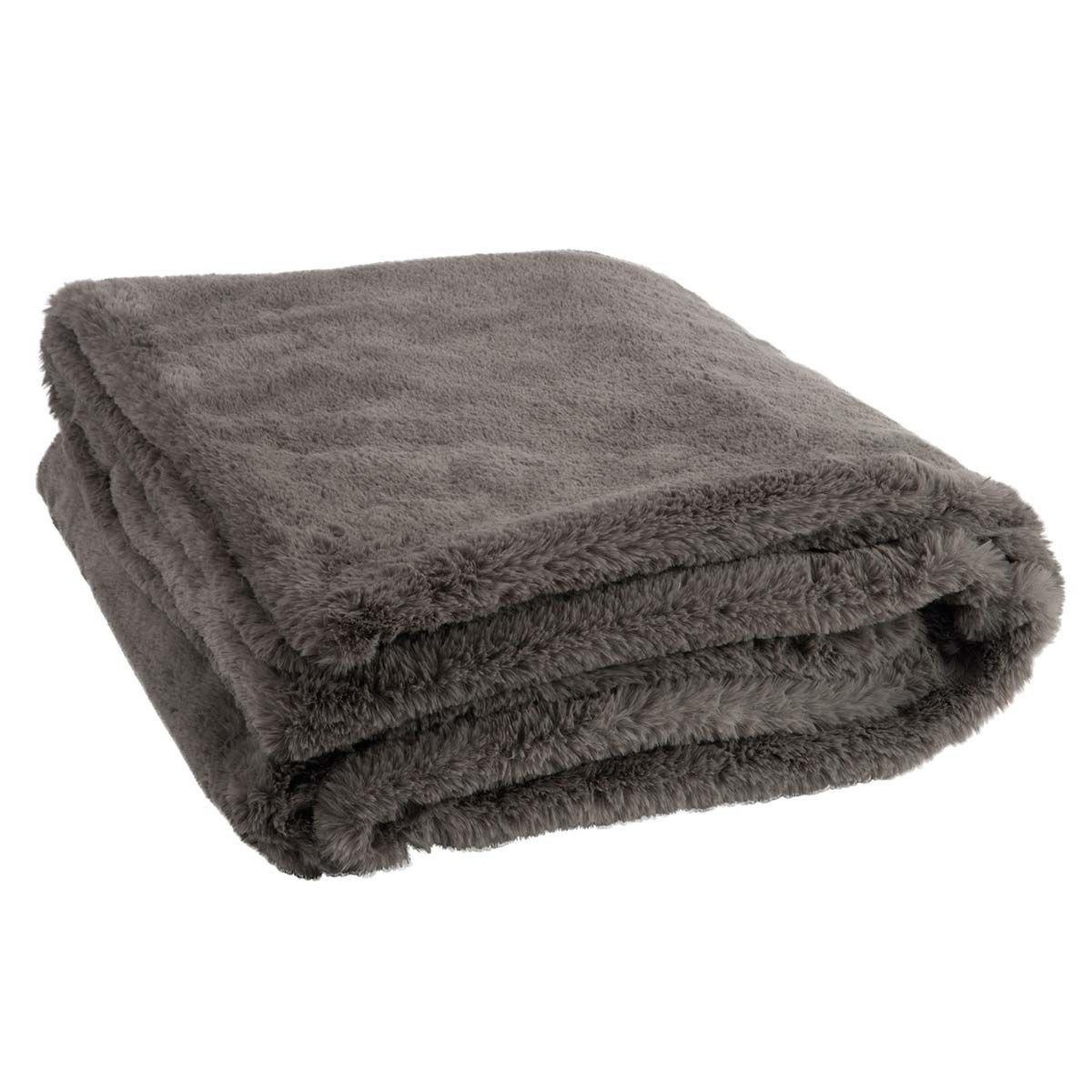 J-LINE Plaid imitation fourrure  cutie  130x180cm gris foncé