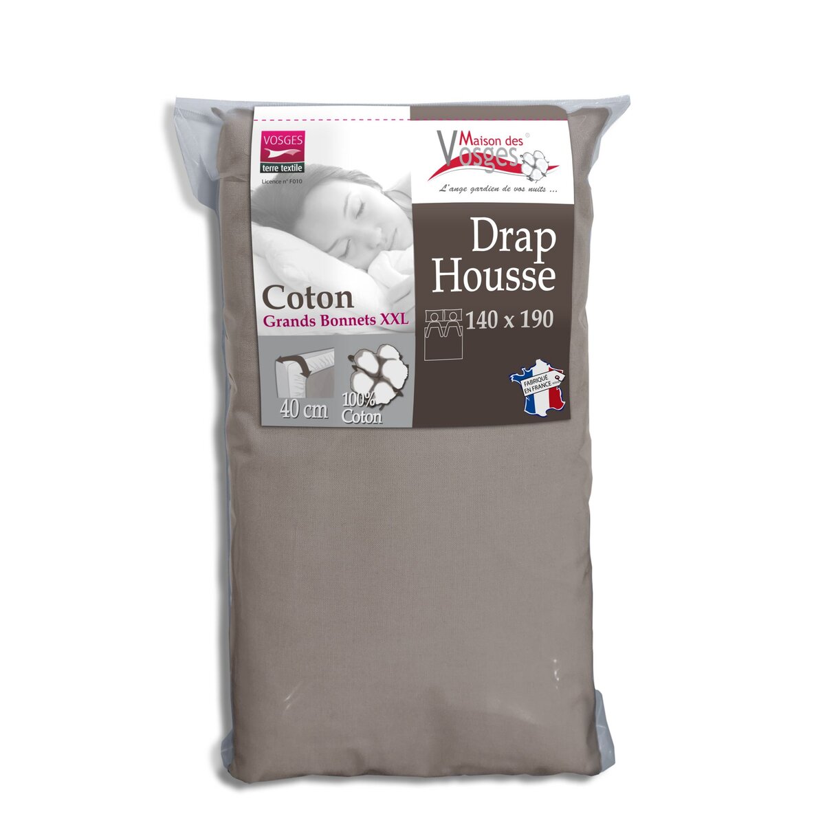 Drap housse en coton 57fils super grand bonnet 40cm spécial matelas très épais