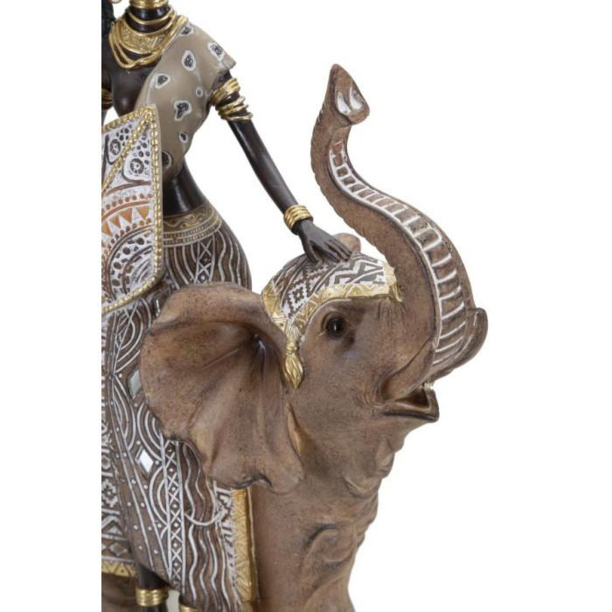 Paris Prix Statuette Déco Femme sur Éléphant  Tribal Masai  32cm Multicolore