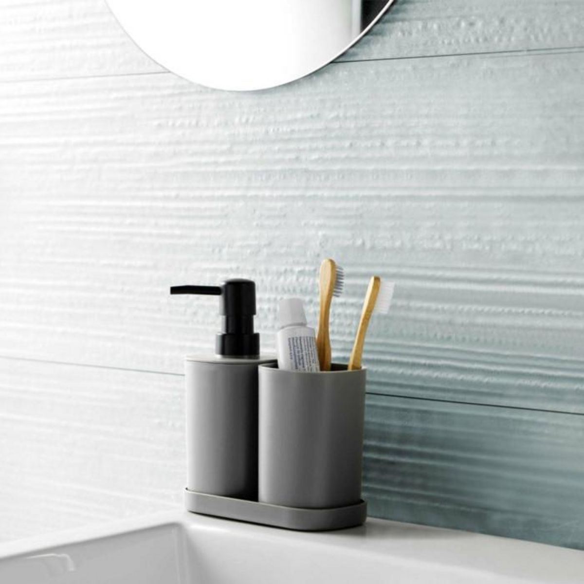 Paris Prix Set de 3 Accessoires Salle de Bain  Vita  19cm Anthracite