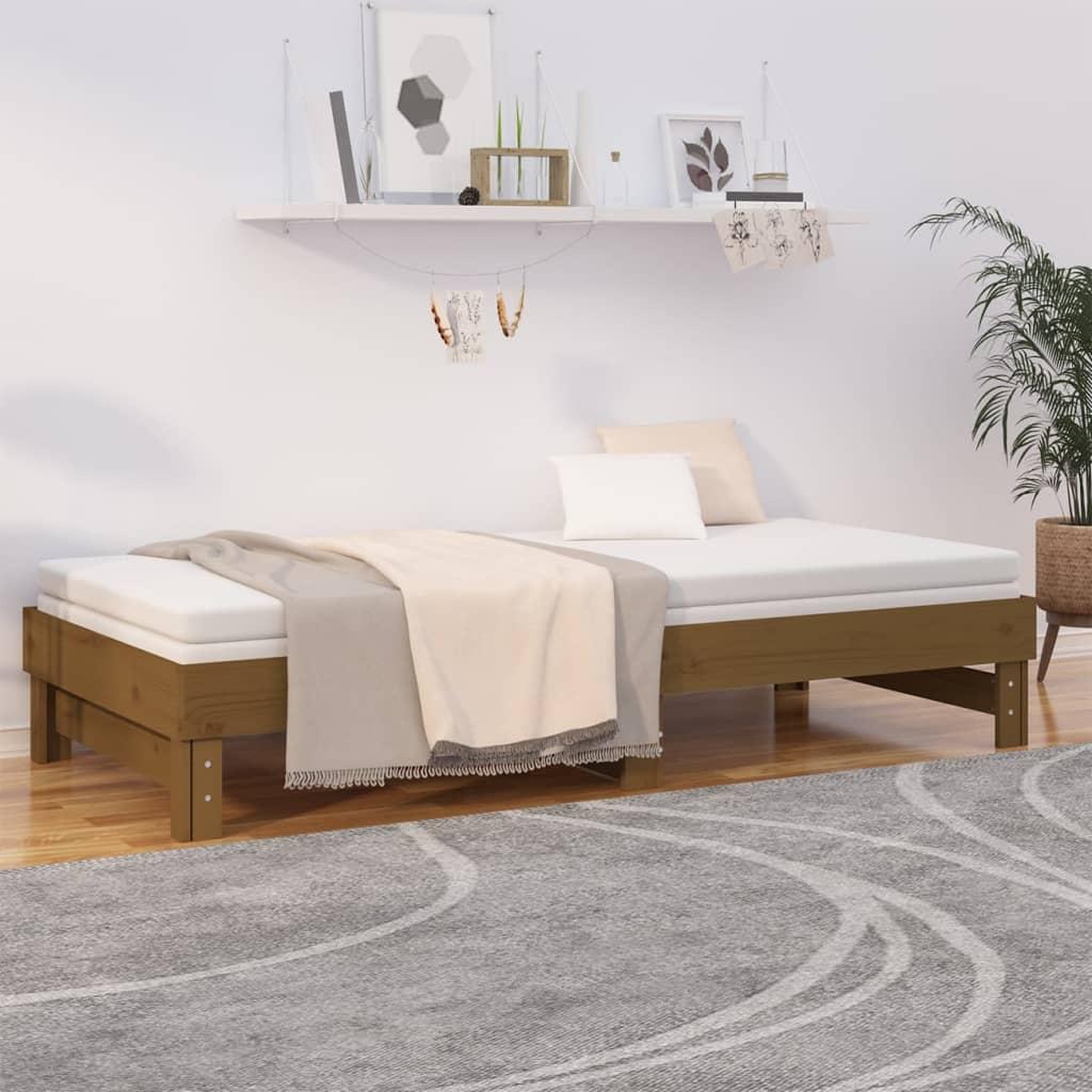 Voir la diapositive 4 : VIDAXL Lit coulissant sans matelas marron miel 2x(100x200) cm