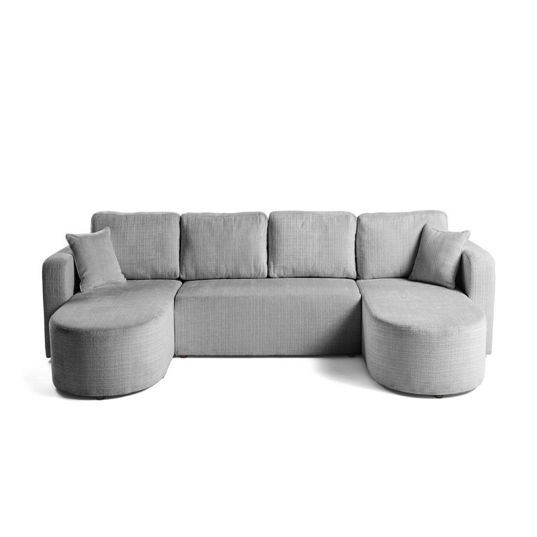 Voir la diapositive 1 : BEST MOBILIER Miro - canapé panoramique en u 7 places - convertible avec coffre - en velours texturé