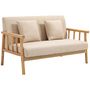 Voir la diapositive 4 : HOMCOM Canapé lounge 2 places - 2 coussins inclus - assise profonde - accoudoirs - structure bois hévéa - aspect lin beige