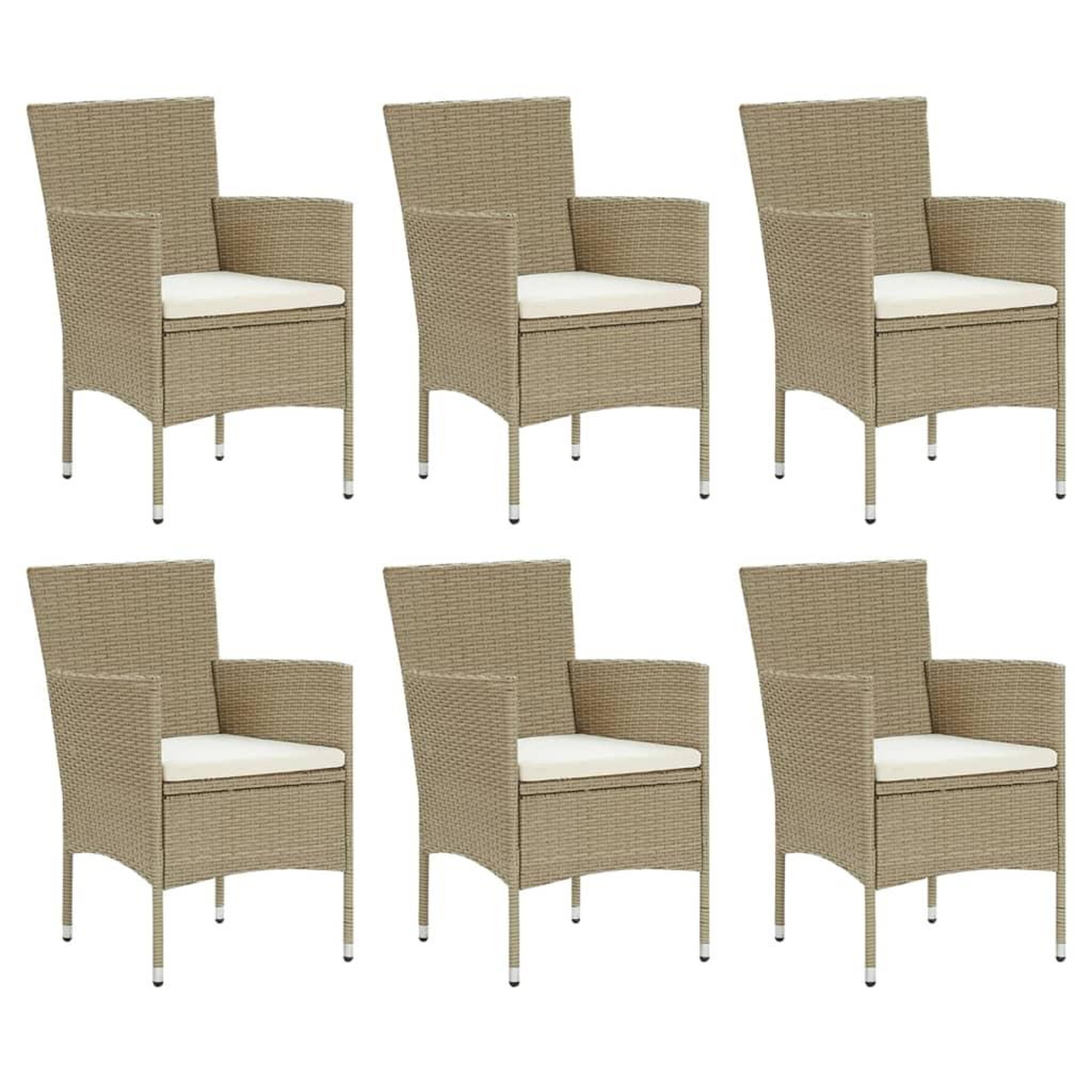 Voir la diapositive 3 : VIDAXL Ensemble a manger de jardin et coussins 7 pcs Poly rotin Beige