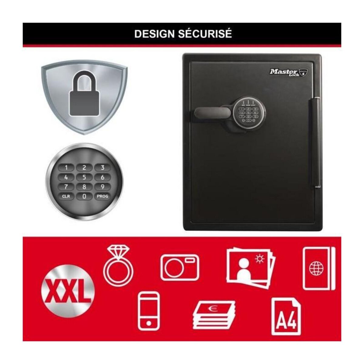 Master lock Coffre-fort [Ignifuge et Etanche] [XXL 56,6L] [combinaison électronique] - LFW205FYC