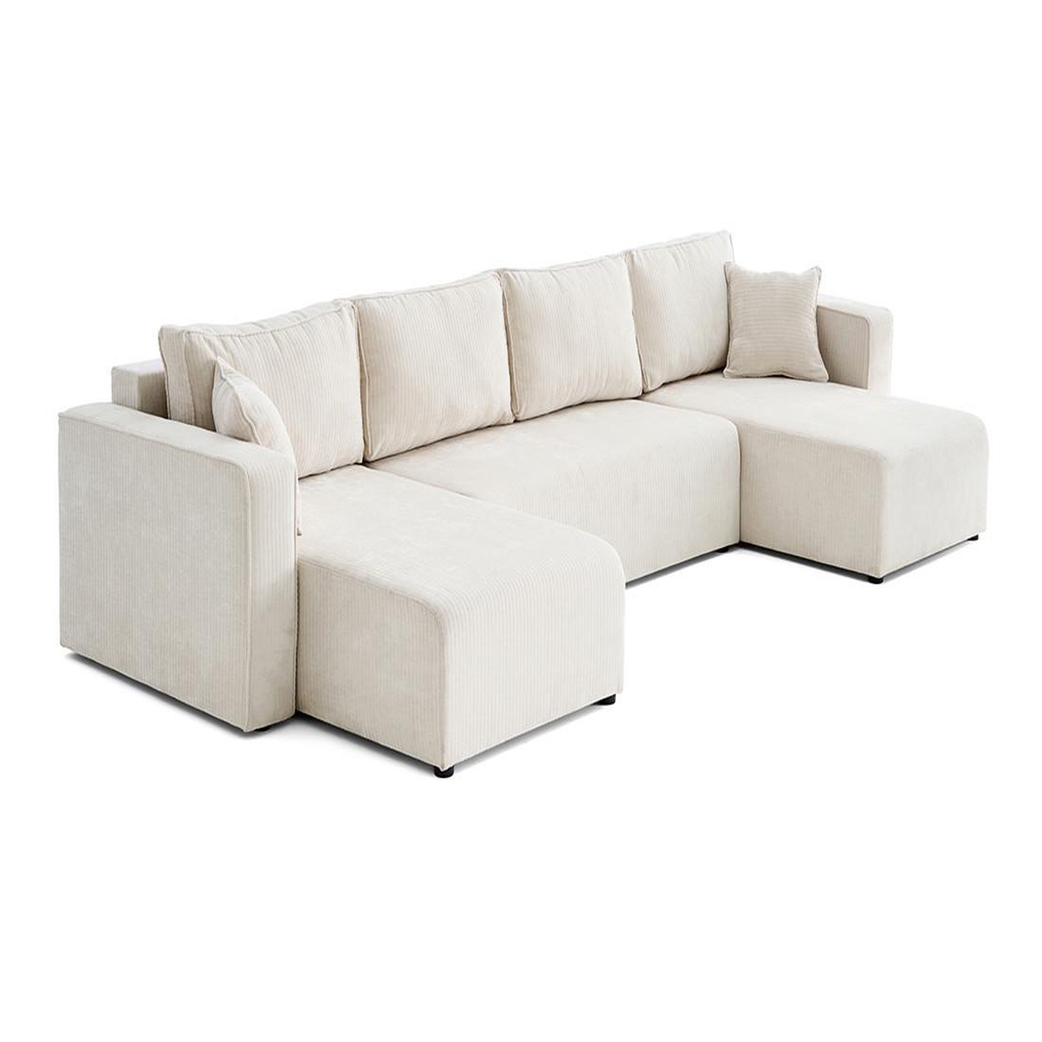 Voir la diapositive 5 : BEST MOBILIER Topaze - canapé panoramique en u - 7 places - convertible avec coffre - en velours côtelé plat