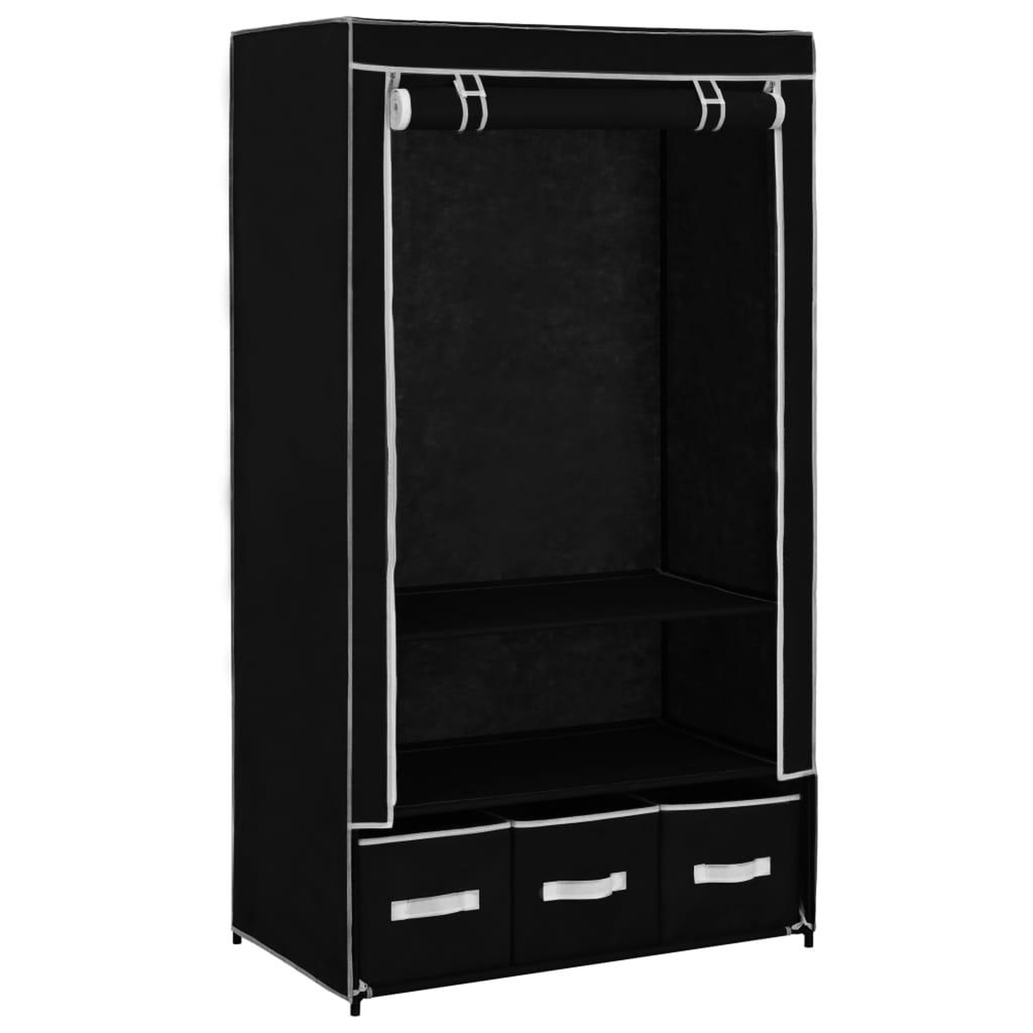 Voir la diapositive 3 : VIDAXL Garde-robe Noir 87 x 49 x 159 cm Tissu
