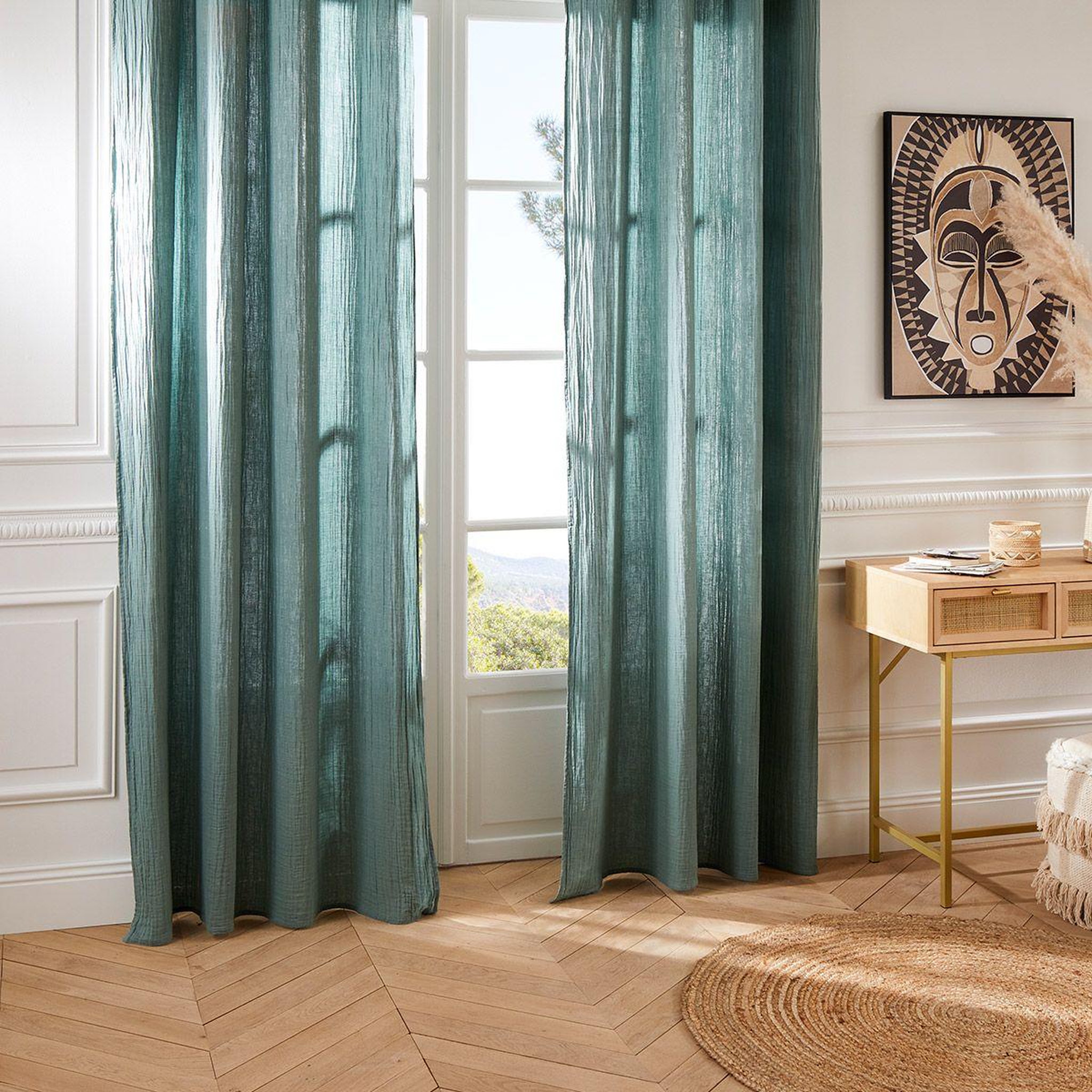 Voir la diapositive 1 : ATMOSPHERA Rideau à Oeillets  Santana  130x260cm Vert Céladon