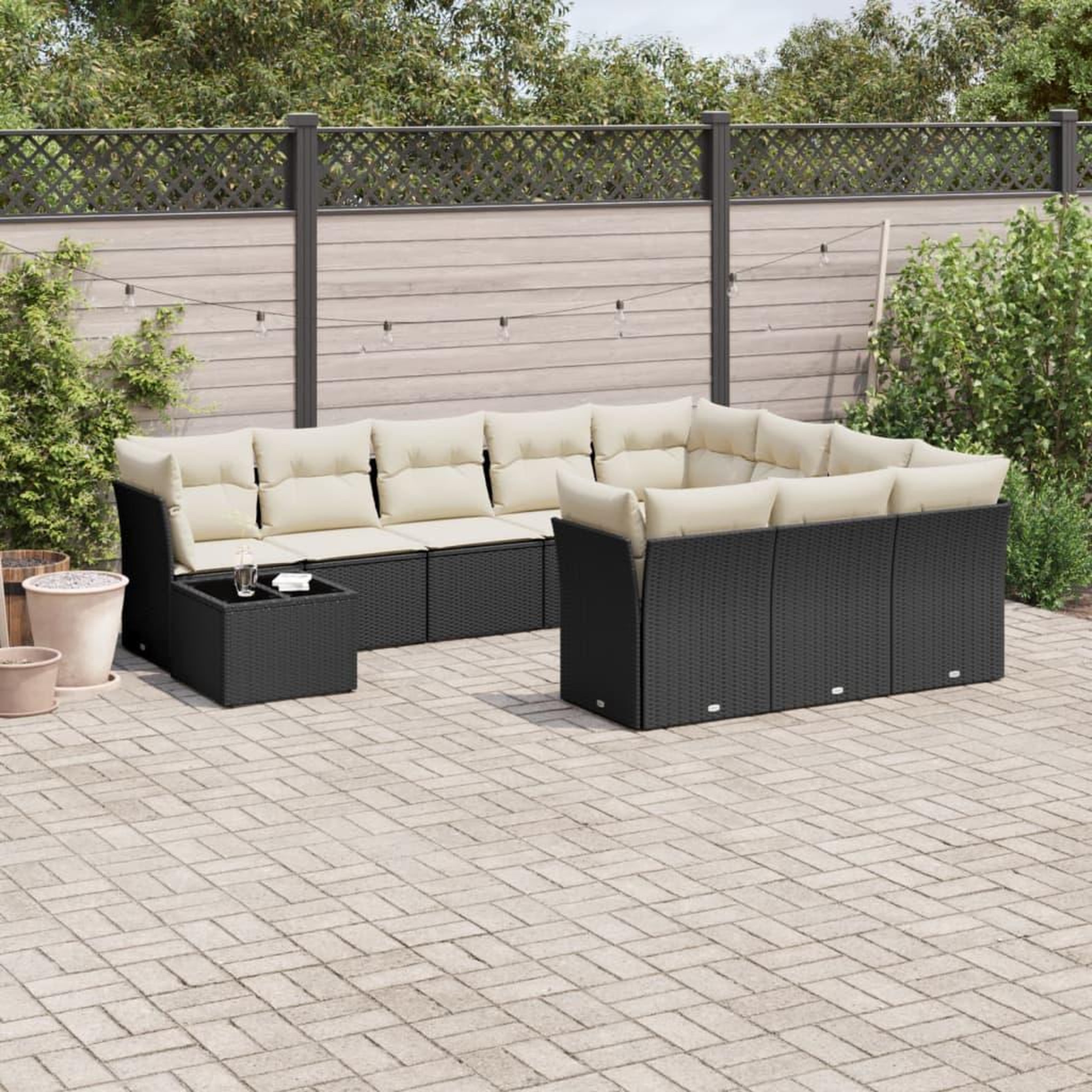VIDAXL Salon de jardin 11 pcs avec coussins noir resine tressee