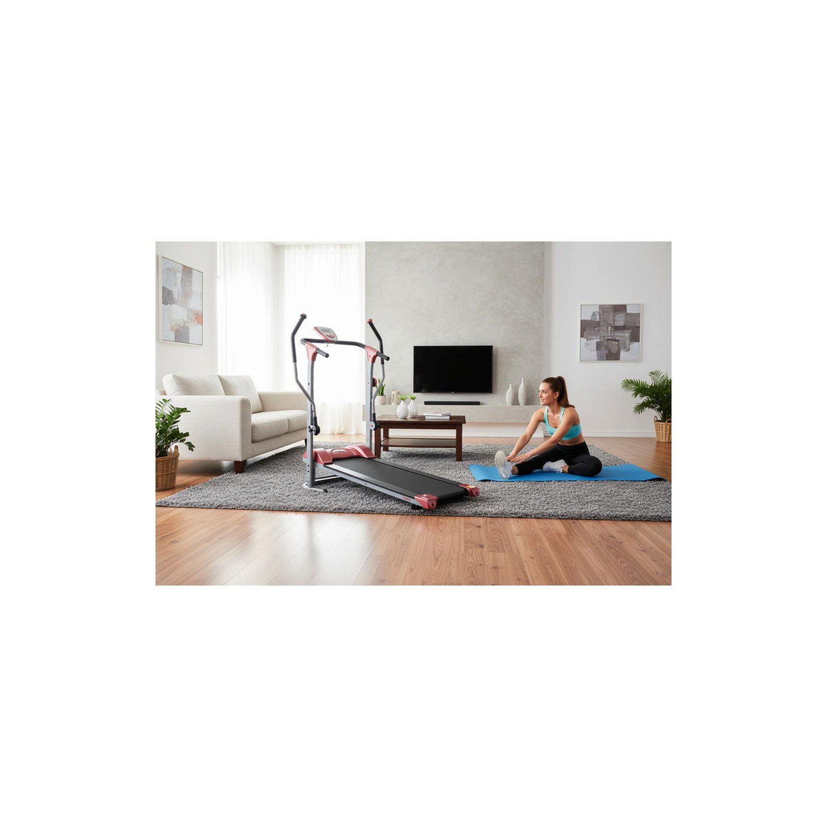 O'Fitness Tapis de course magnétique avec bras 2 en 1 - O'Fitness - Maison/Appartement - Compteur 5 fonctions